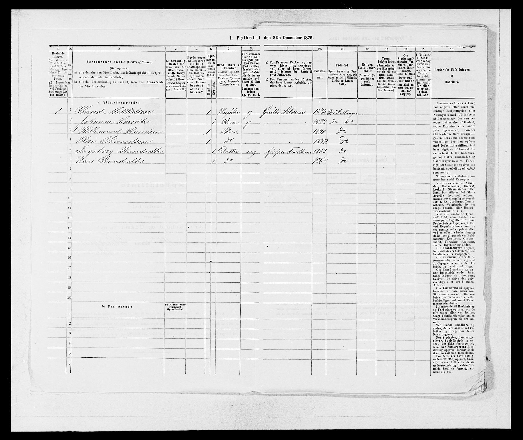 SAB, 1875 census for 1261P Manger, 1875, p. 380