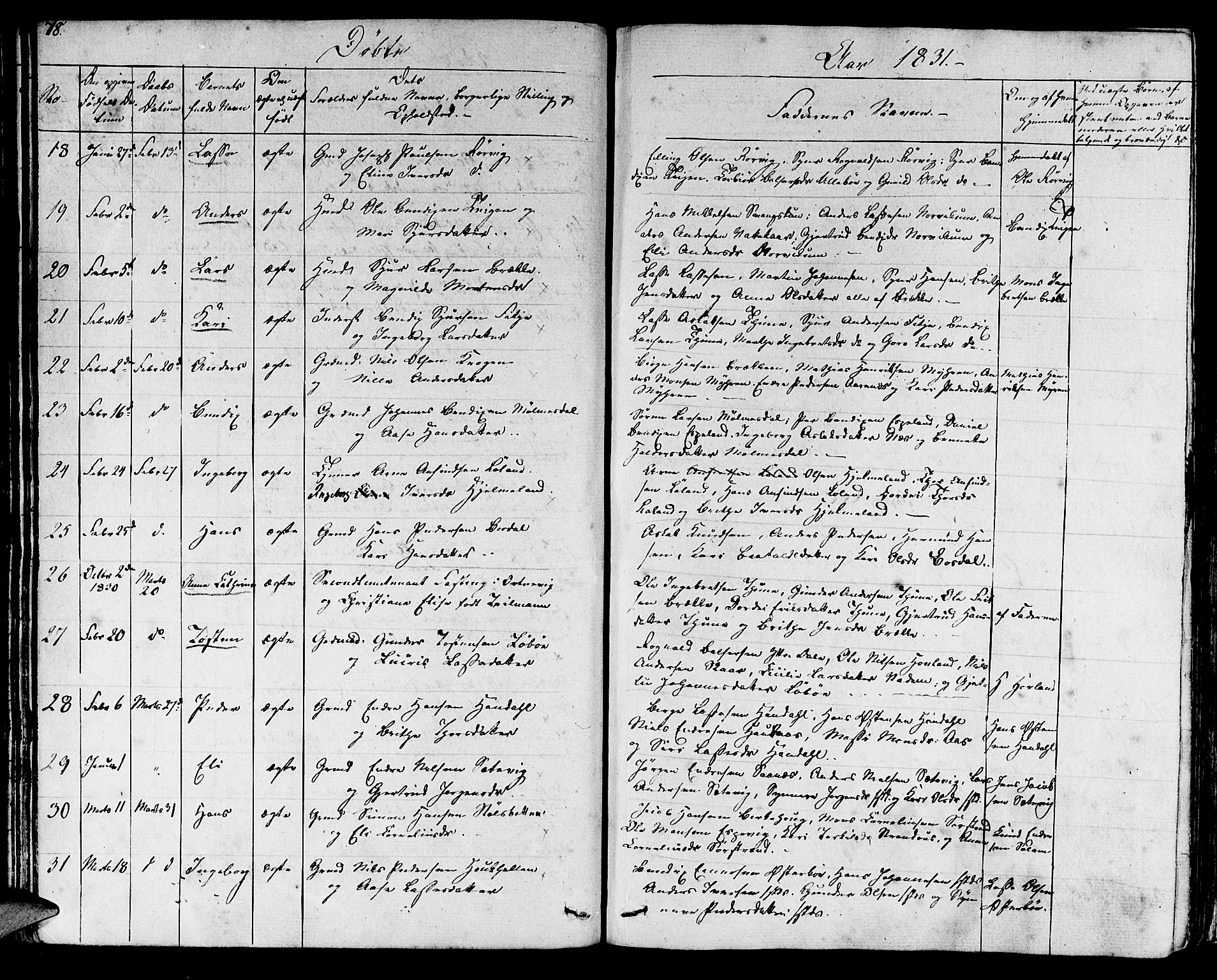 Lavik sokneprestembete, AV/SAB-A-80901: Parish register (official) no. A 2I, 1821-1842, p. 78