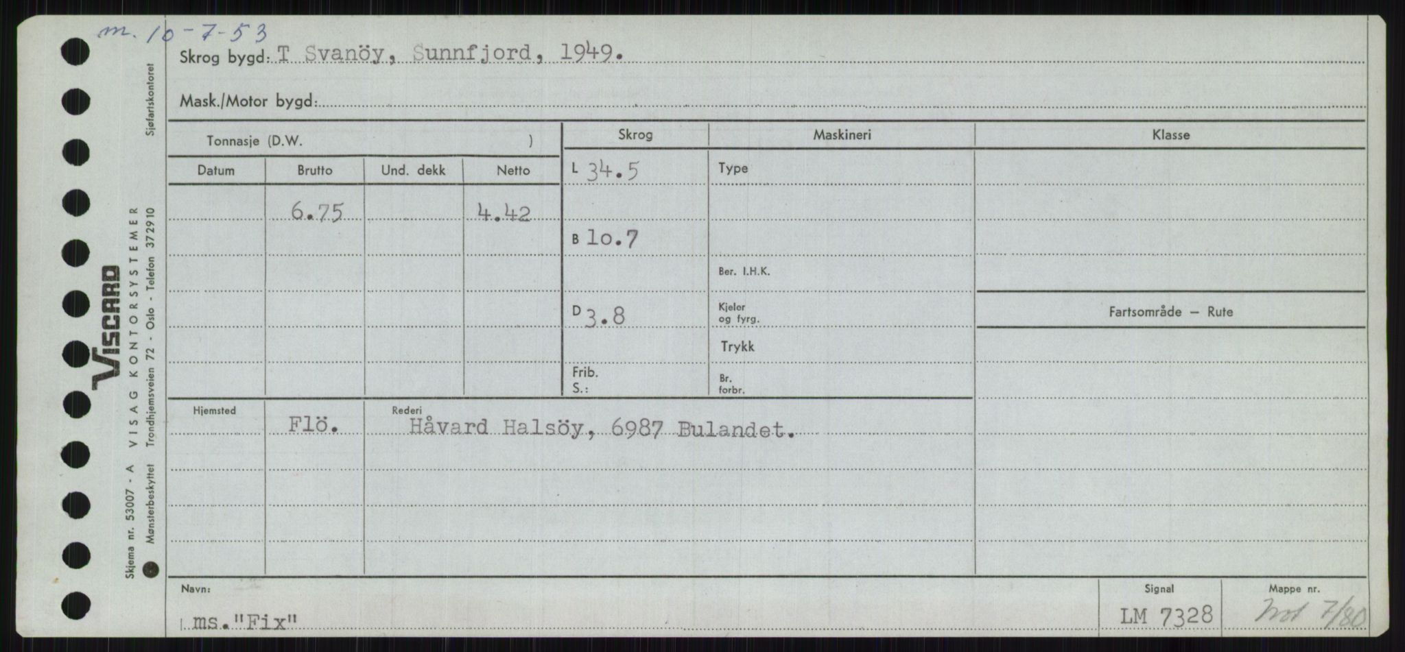 Sjøfartsdirektoratet med forløpere, Skipsmålingen, RA/S-1627/H/Ha/L0002/0001: Fartøy, Eik-Hill / Fartøy, Eik-F, p. 463