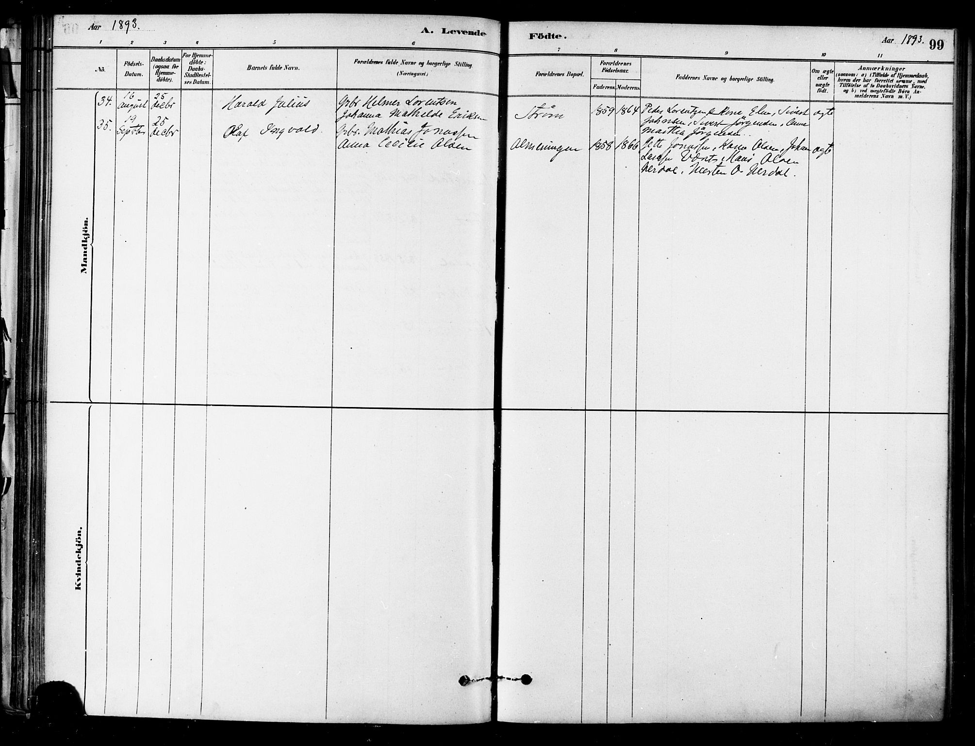 Ministerialprotokoller, klokkerbøker og fødselsregistre - Sør-Trøndelag, SAT/A-1456/657/L0707: Parish register (official) no. 657A08, 1879-1893, p. 99