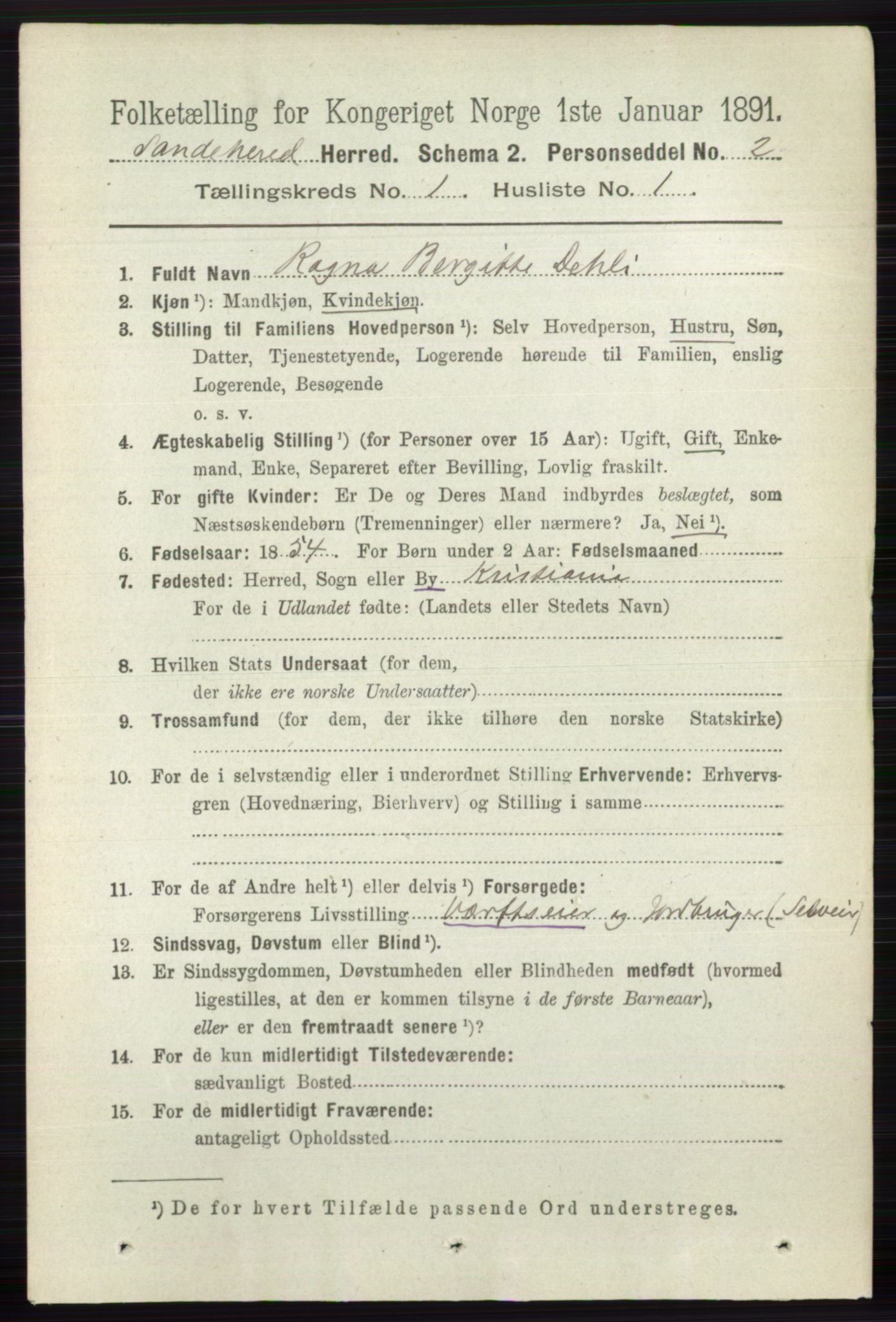 RA, 1891 census for 0724 Sandeherred, 1891, p. 168