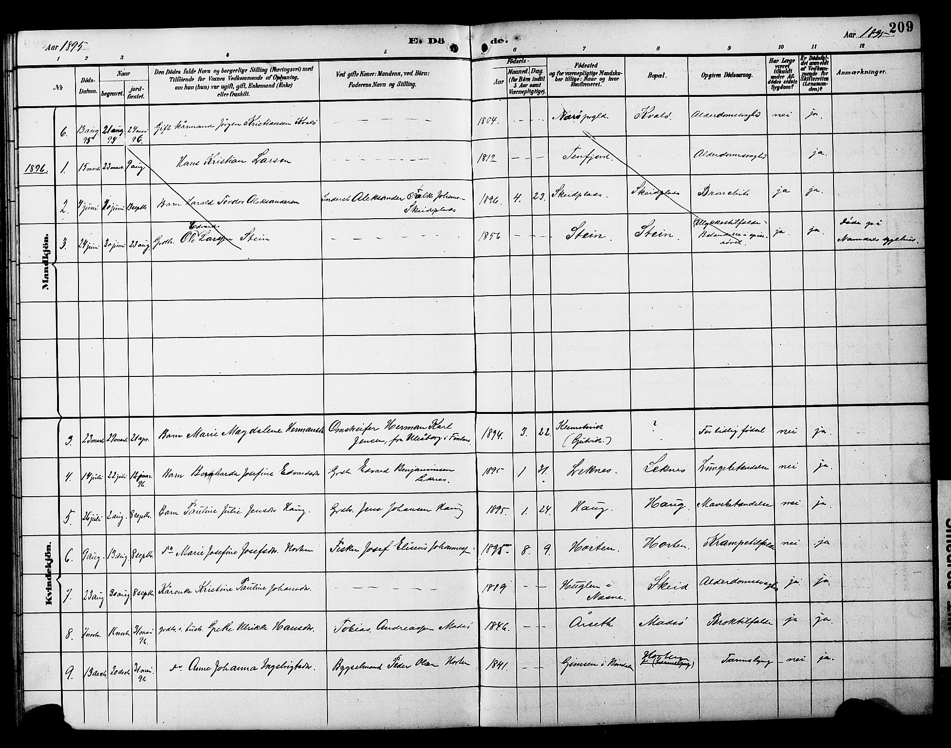 Ministerialprotokoller, klokkerbøker og fødselsregistre - Nord-Trøndelag, SAT/A-1458/788/L0701: Parish register (copy) no. 788C01, 1888-1913, p. 209