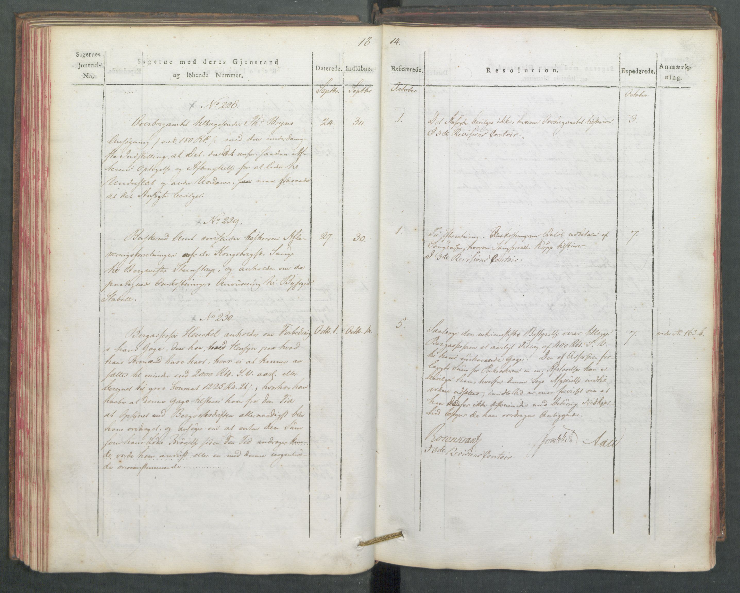 Departementene i 1814, RA/S-3899/Fe/L0054: Journal, 1814