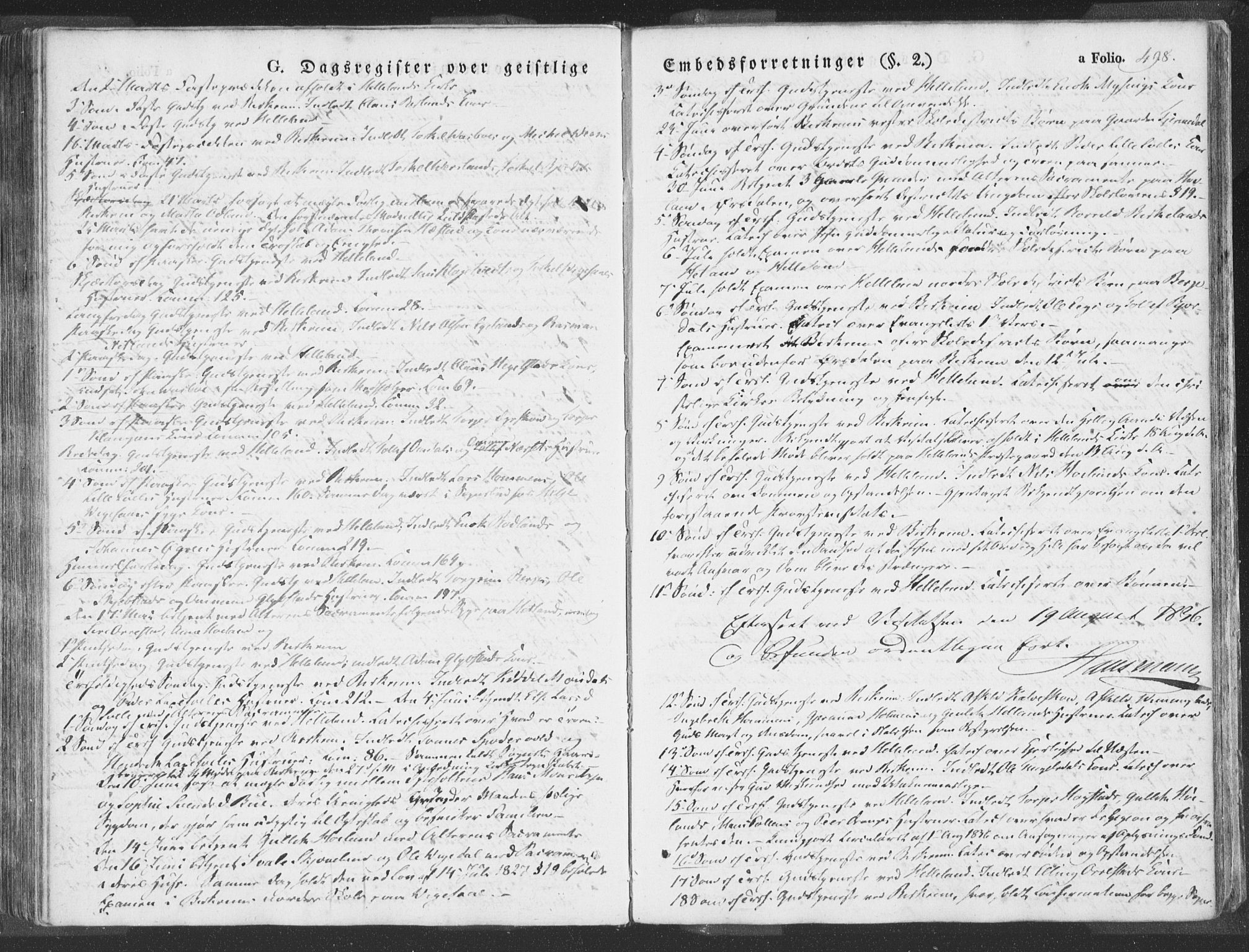 Helleland sokneprestkontor, AV/SAST-A-101810/S05/L0007: Parish register (official) no. A 6.2, 1834-1863, p. 498