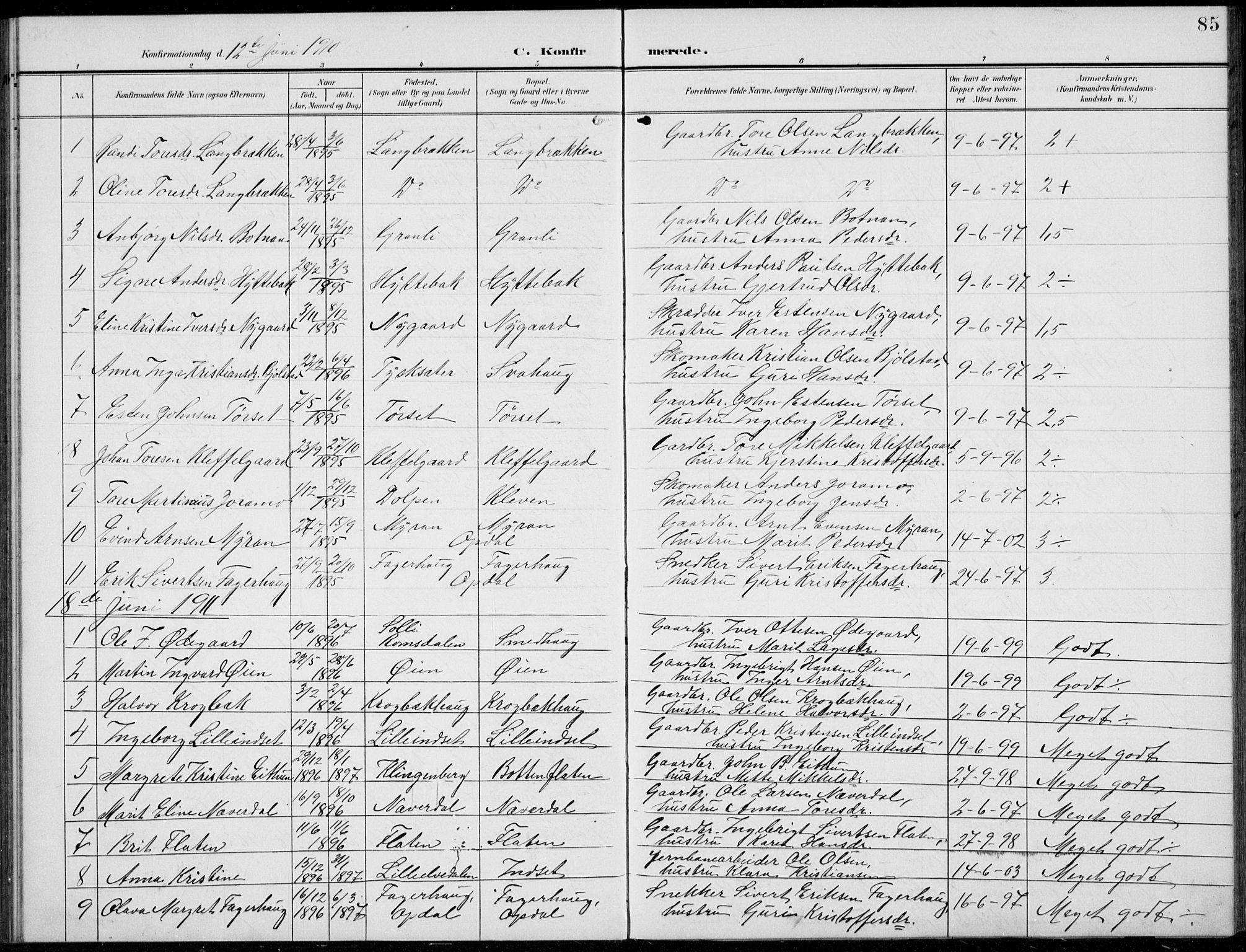 Kvikne prestekontor, AV/SAH-PREST-064/H/Ha/Hab/L0004: Parish register (copy) no. 4, 1902-1937, p. 85