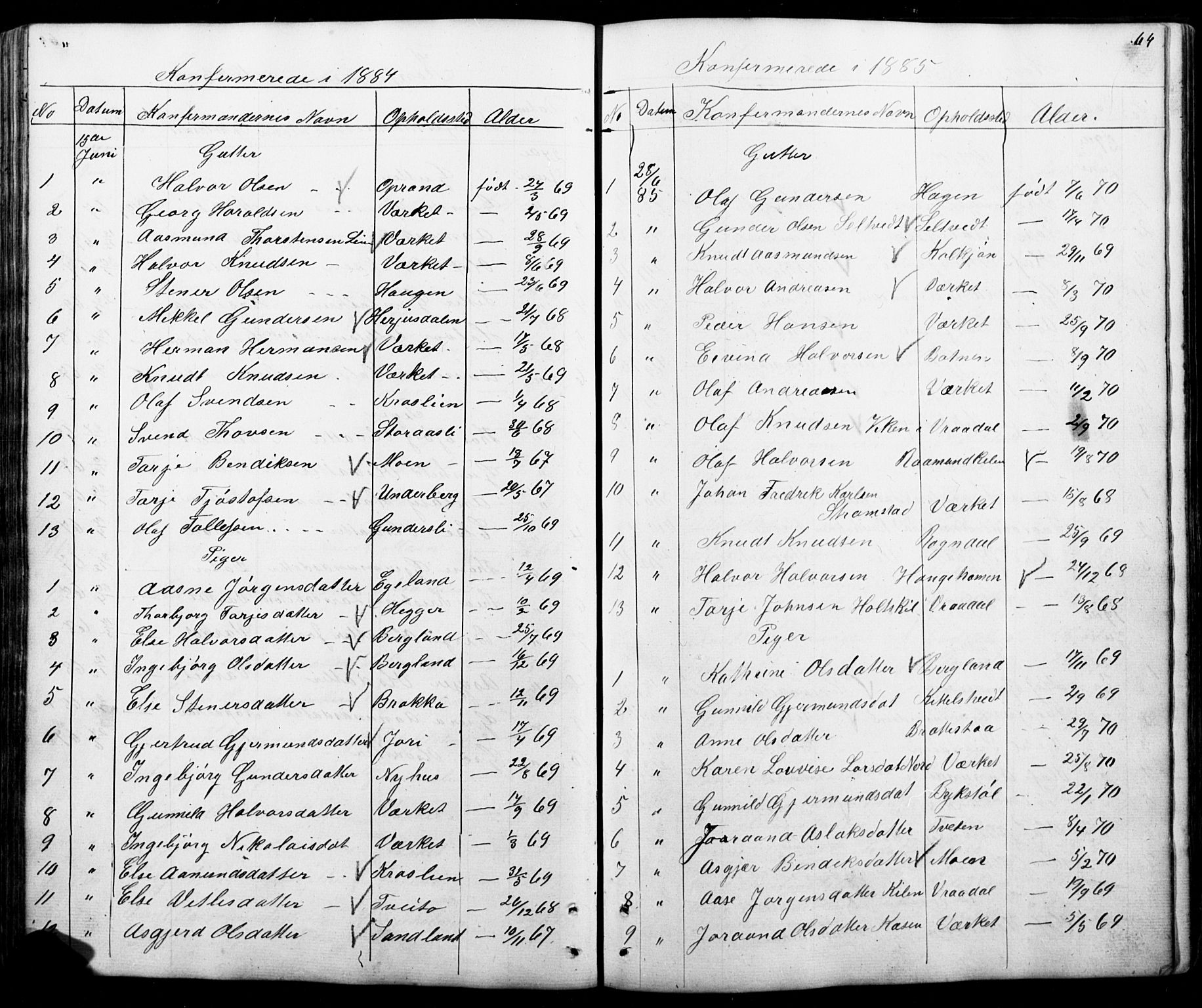 Mo kirkebøker, SAKO/A-286/G/Gb/L0002: Parish register (copy) no. II 2, 1851-1890, p. 64
