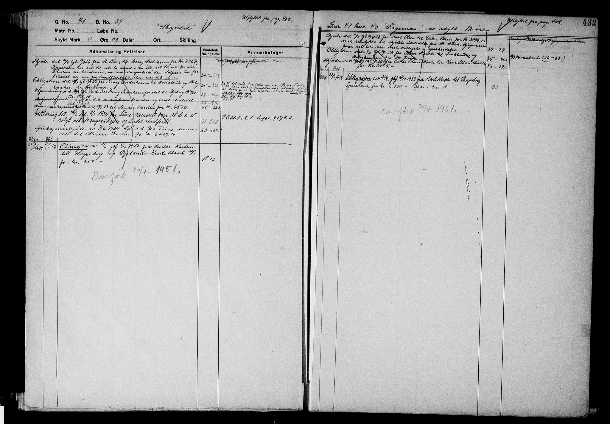 Tune sorenskriveri, AV/SAO-A-10470/G/Ga/Gab/Gabf/L0002b: Mortgage register no. VI 2b, 1910-1953, p. 432