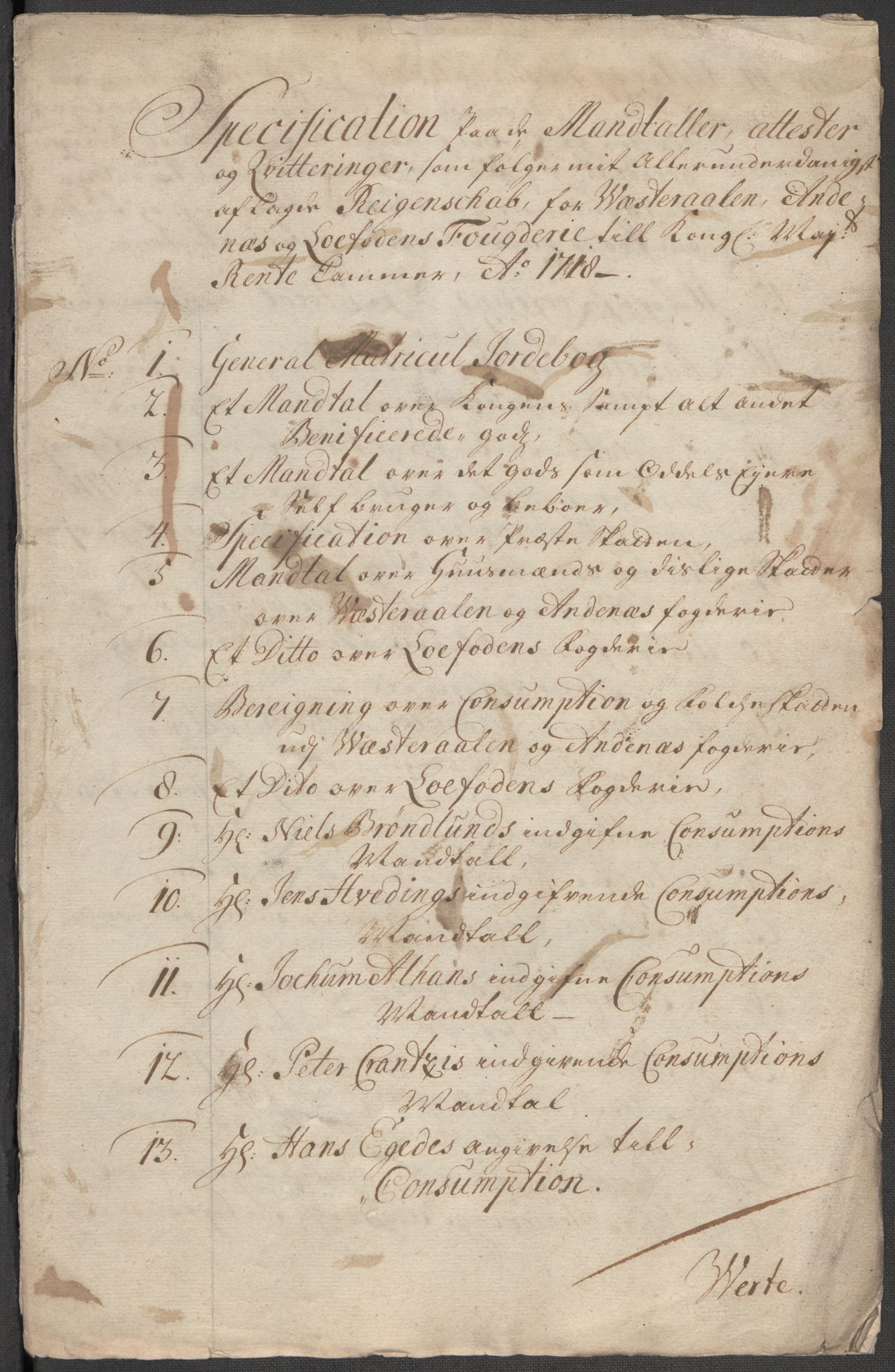 Rentekammeret inntil 1814, Reviderte regnskaper, Fogderegnskap, AV/RA-EA-4092/R67/L4684: Fogderegnskap Vesterålen, Andenes og Lofoten, 1718, p. 26