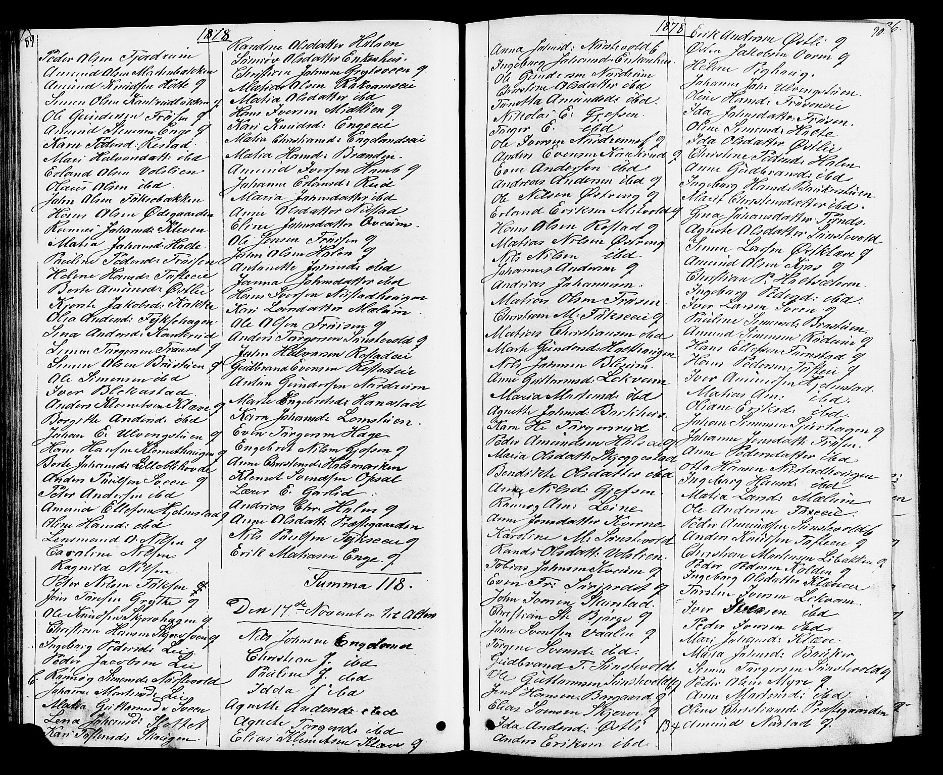 Østre Gausdal prestekontor, SAH/PREST-092/H/Ha/Hab/L0001: Parish register (copy) no. 1, 1863-1893, p. 89-90
