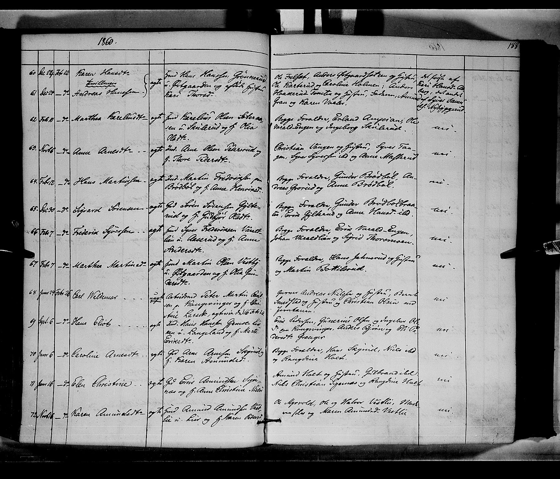 Vinger prestekontor, AV/SAH-PREST-024/H/Ha/Haa/L0010: Parish register (official) no. 10, 1855-1861, p. 188