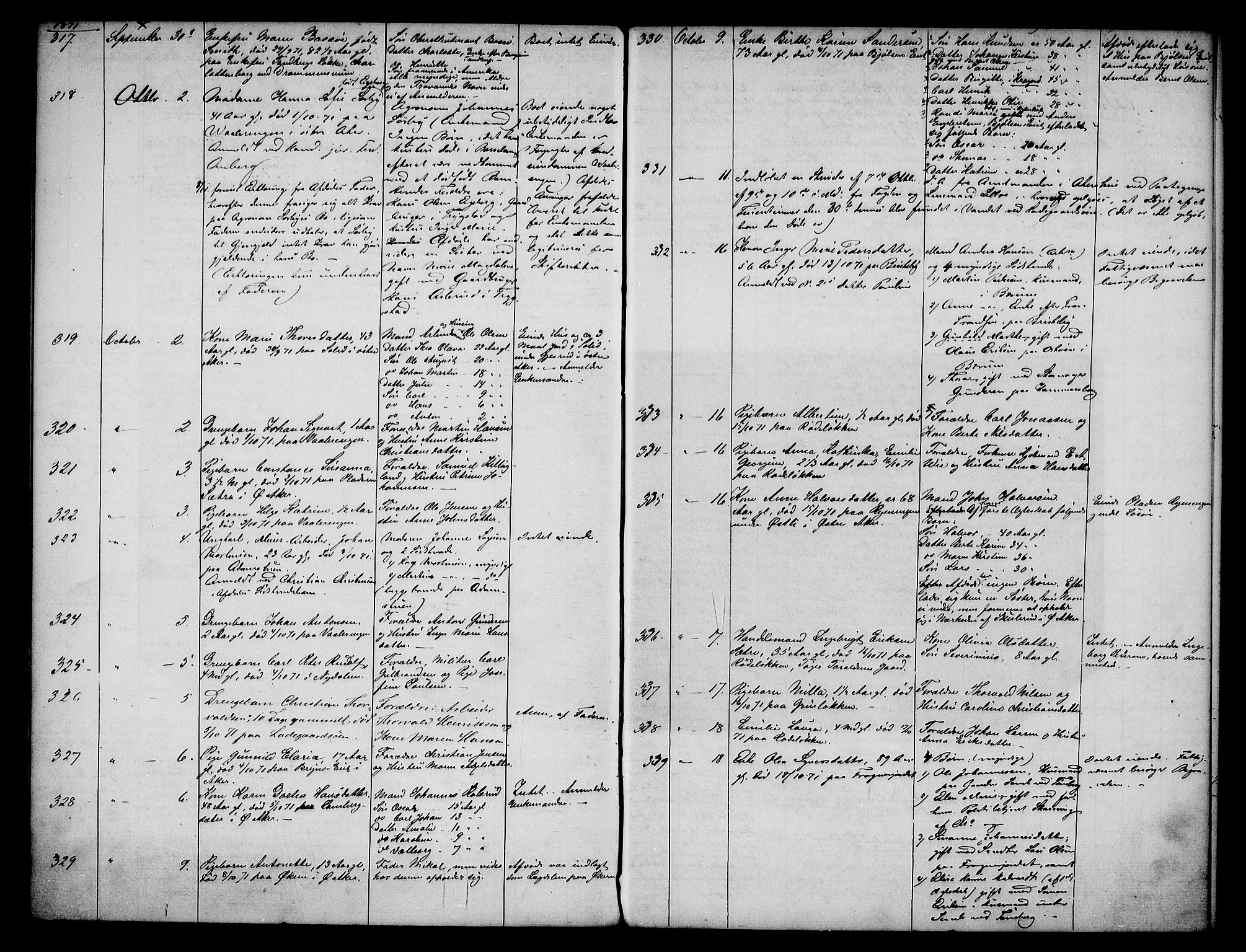 Aker sorenskriveri, SAO/A-10895/H/Ha/Haa/L0004: Dødsanmeldelsesprotokoll, 1864-1873