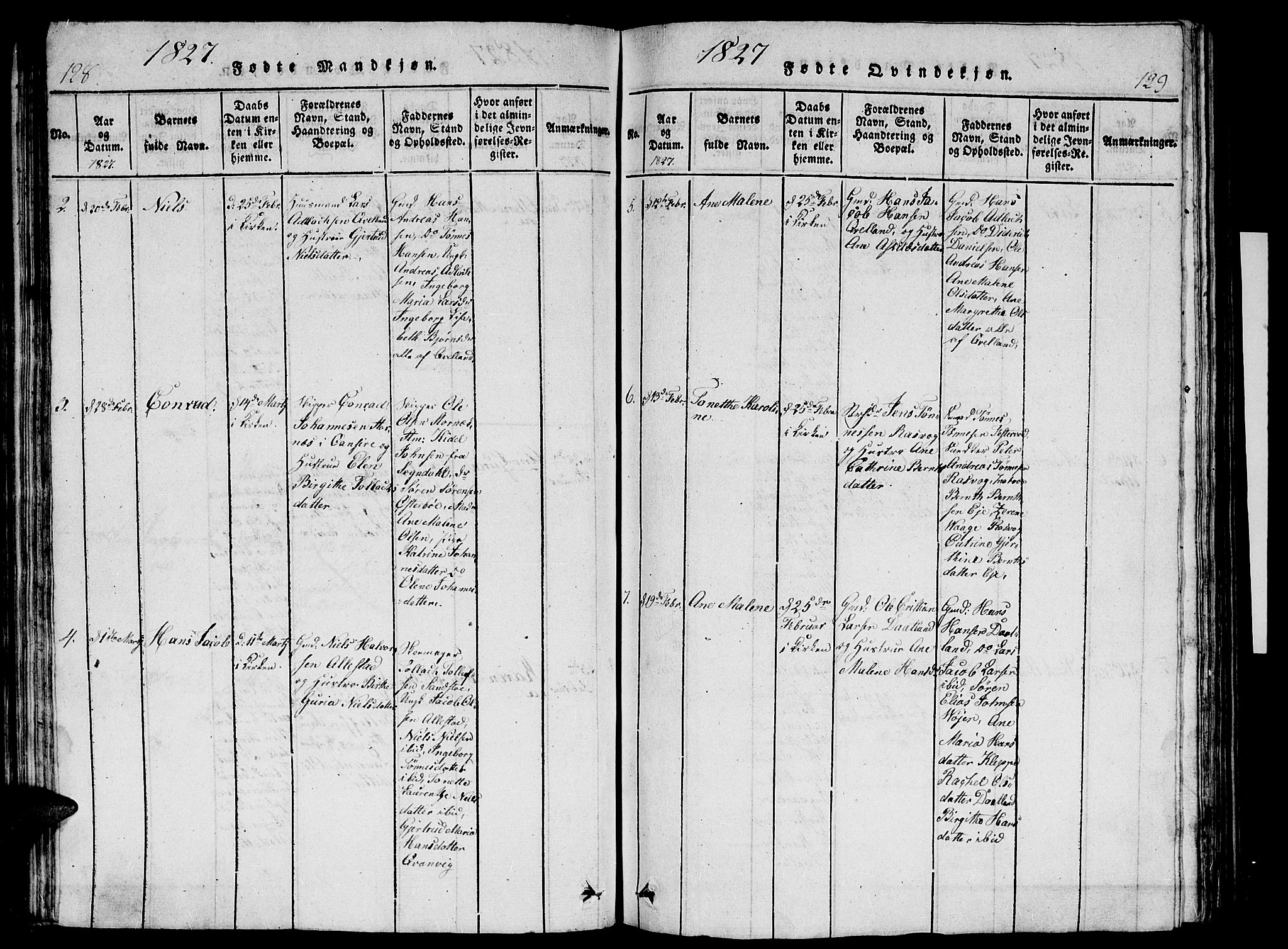 Flekkefjord sokneprestkontor, AV/SAK-1111-0012/F/Fb/Fbb/L0001: Parish register (copy) no. B 1, 1815-1830, p. 128-129