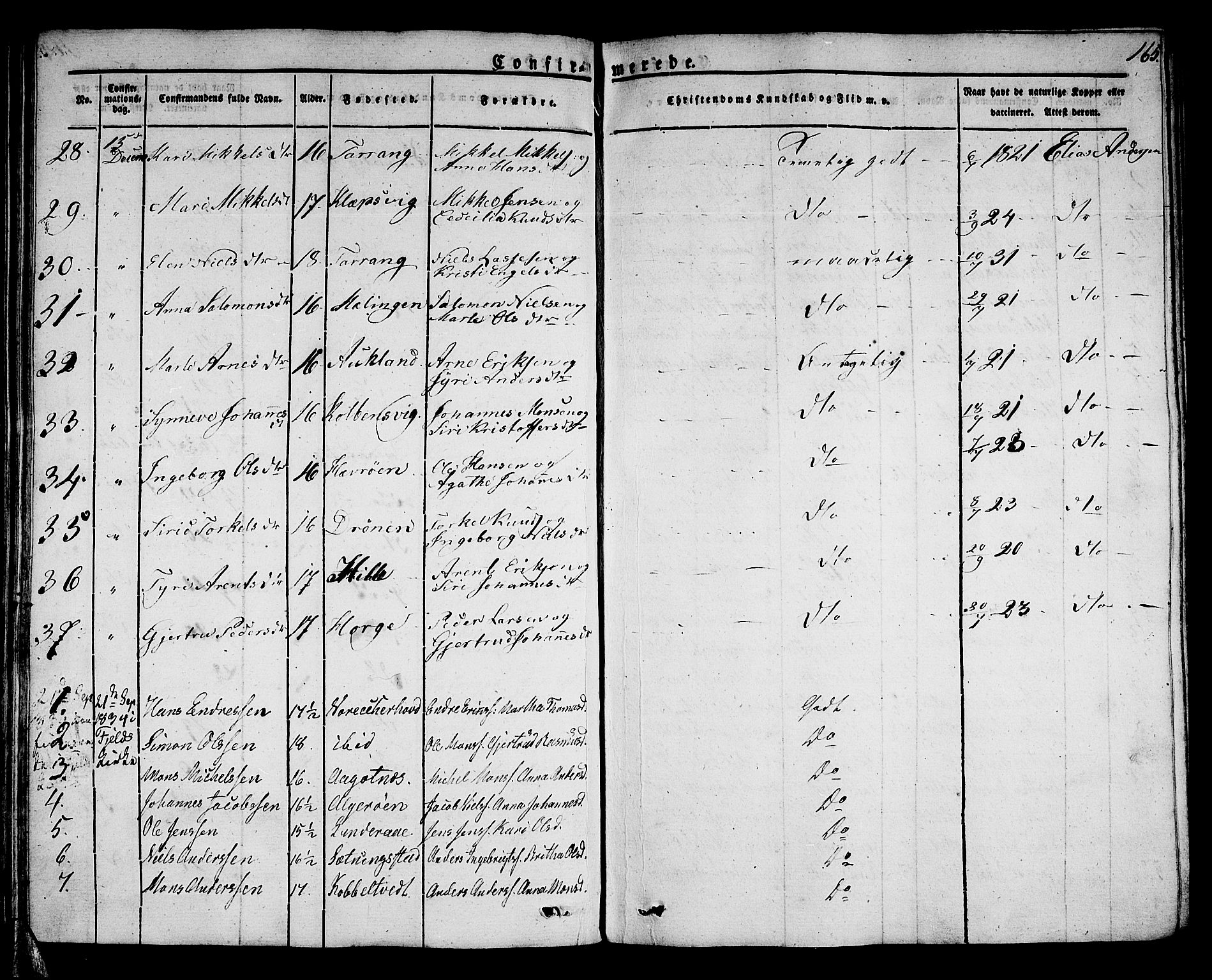 Sund sokneprestembete, SAB/A-99930: Parish register (official) no. A 12, 1825-1835, p. 165