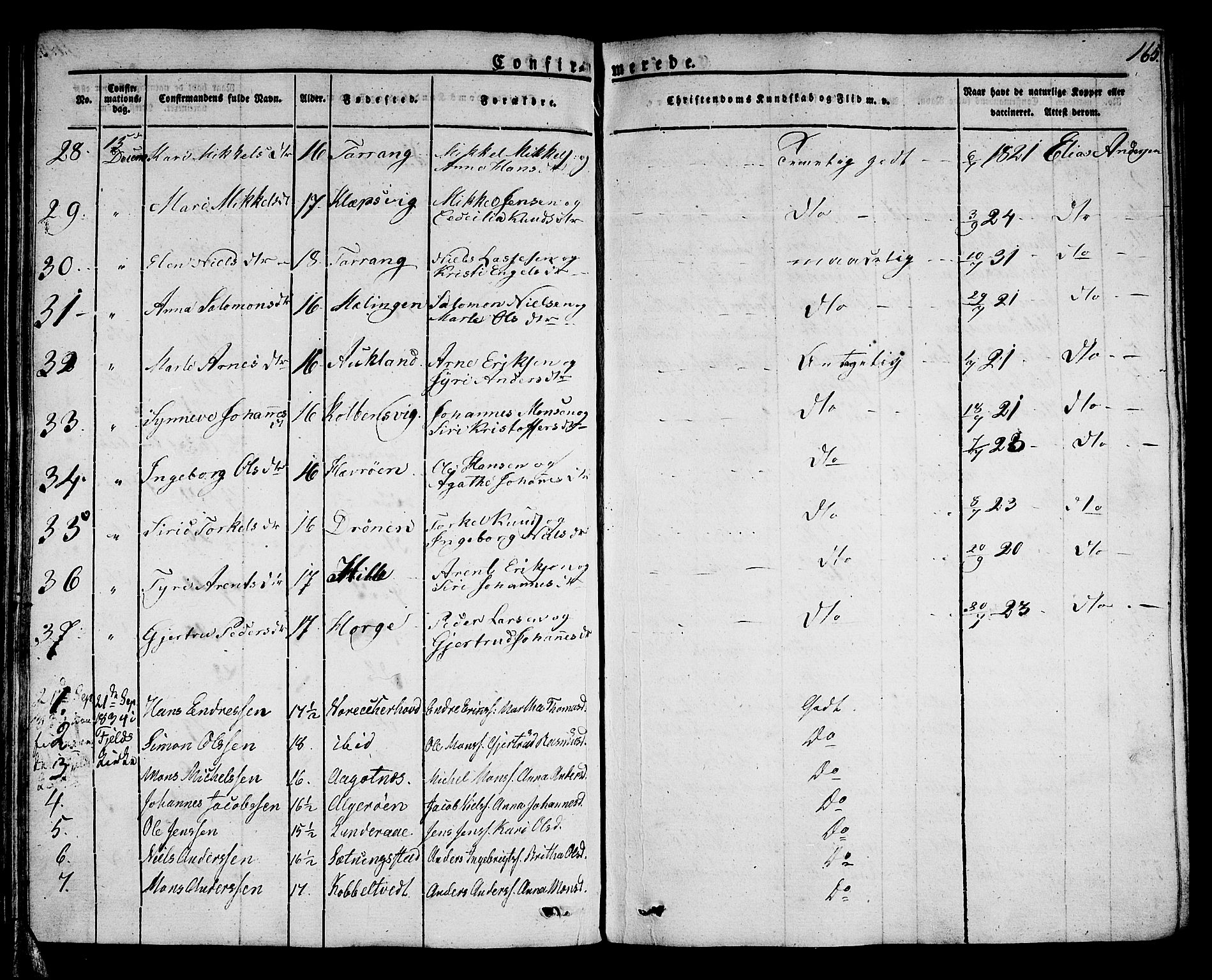 Sund sokneprestembete, AV/SAB-A-99930: Parish register (official) no. A 12, 1825-1835, p. 165