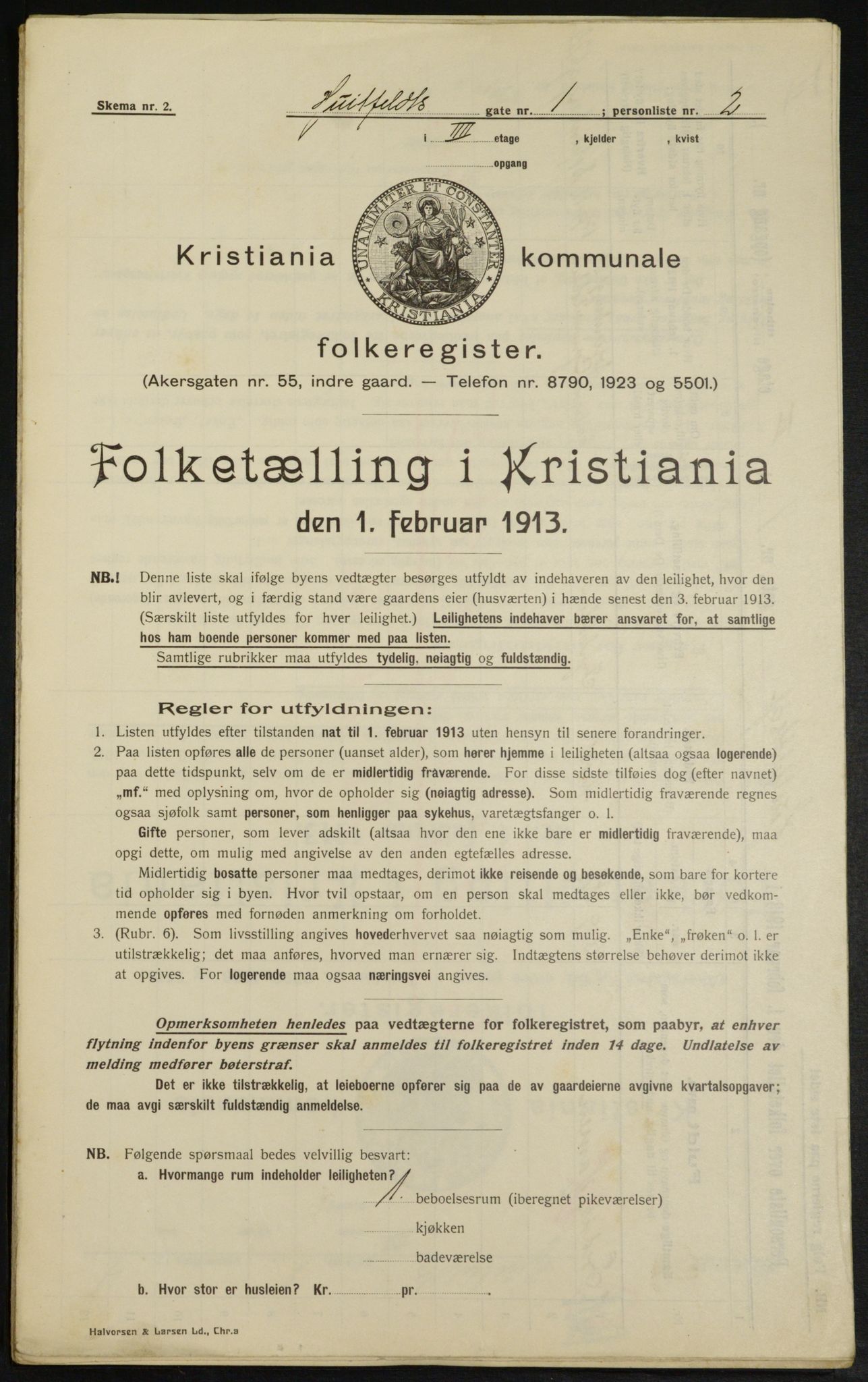 OBA, Municipal Census 1913 for Kristiania, 1913, p. 41365