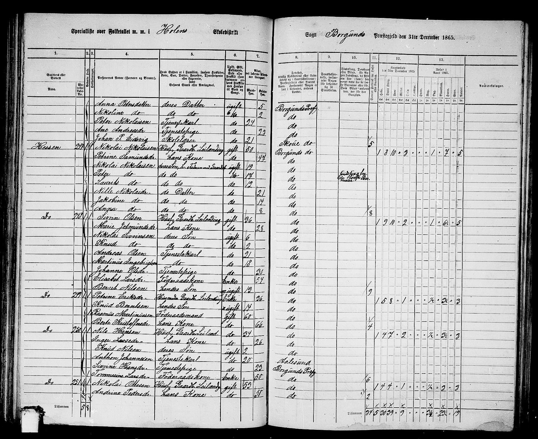 RA, 1865 census for Borgund, 1865, p. 120