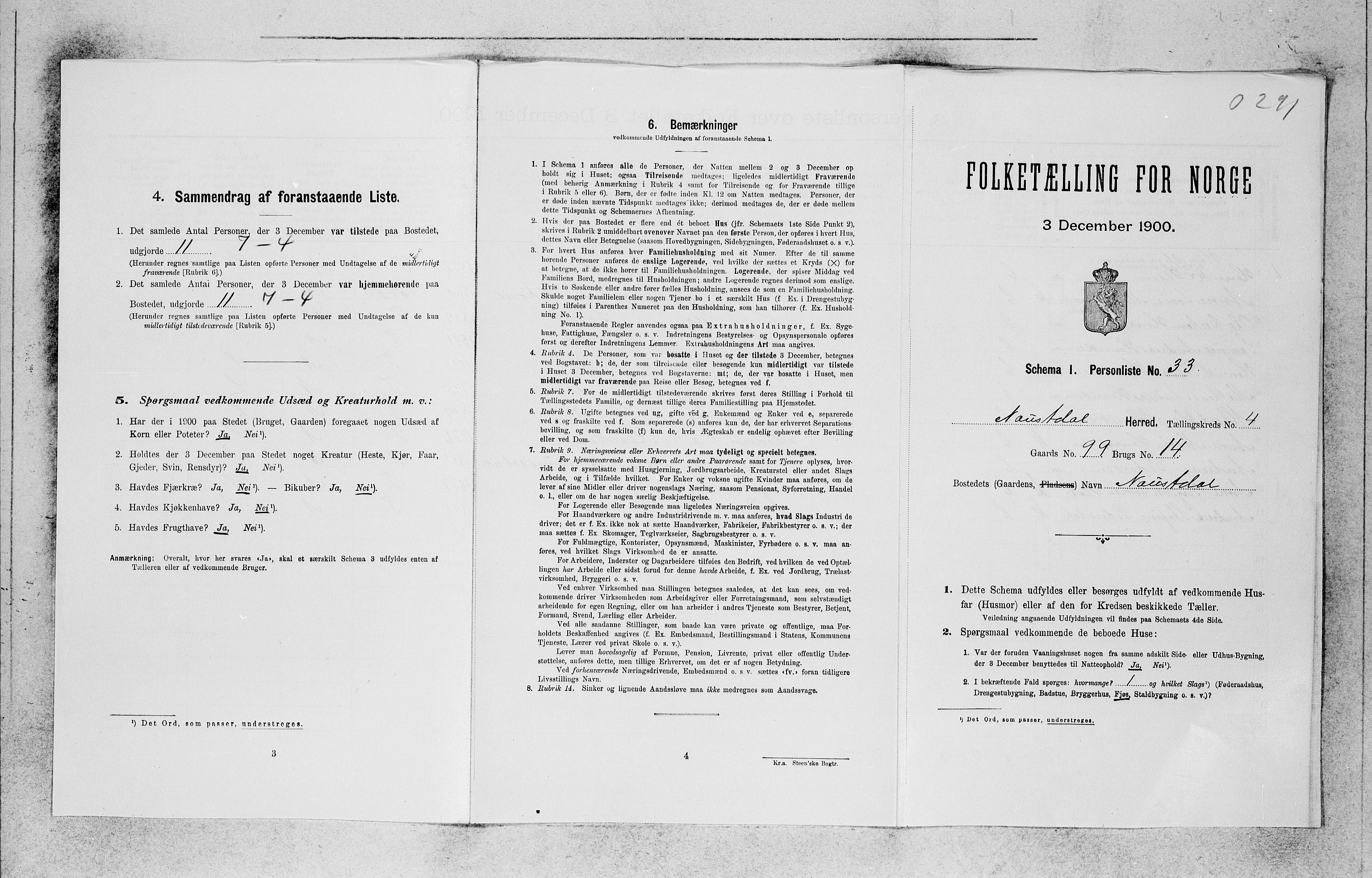 SAB, 1900 census for Naustdal, 1900, p. 418