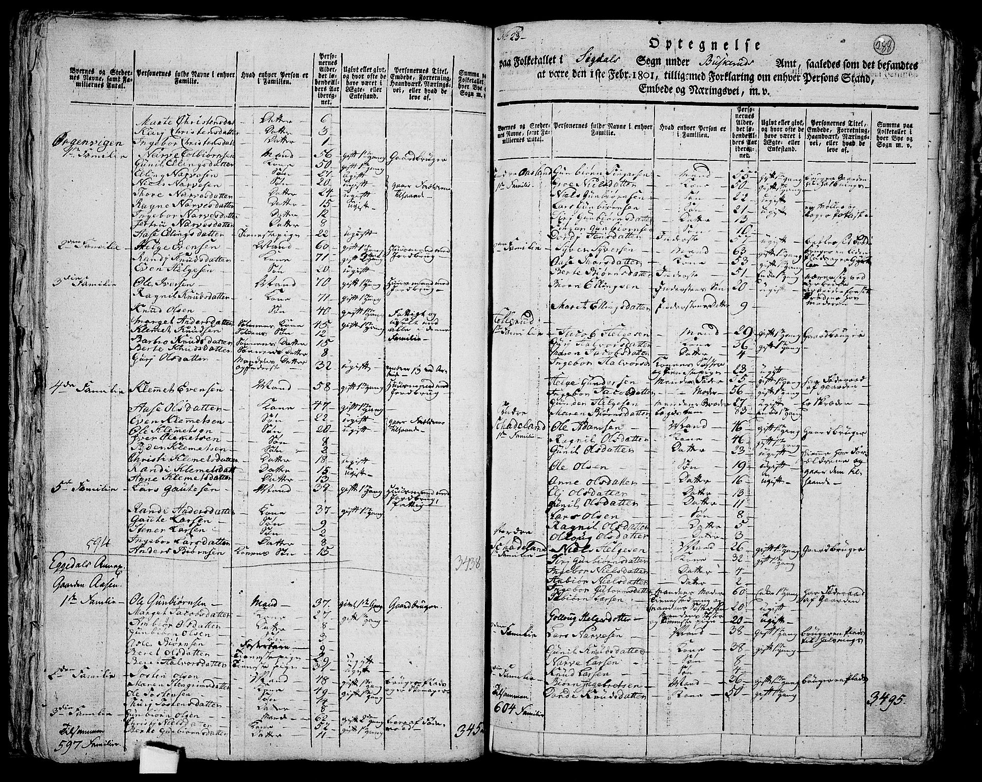 RA, 1801 census for 0621P Sigdal, 1801, p. 287b-288a