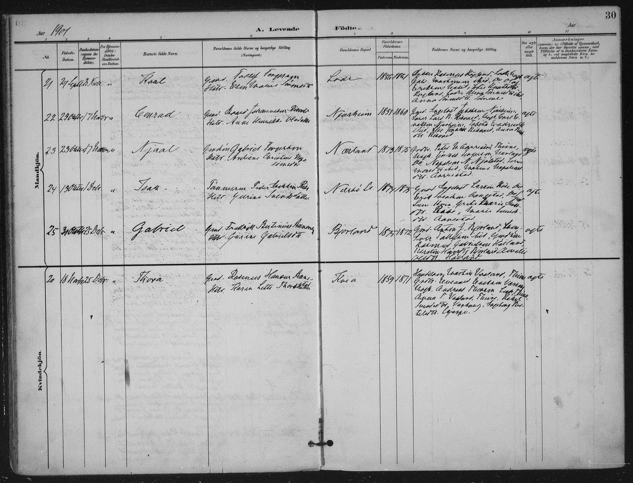 Hå sokneprestkontor, AV/SAST-A-101801/002/B/L0001: Parish register (official) no. A 11, 1897-1924, p. 30