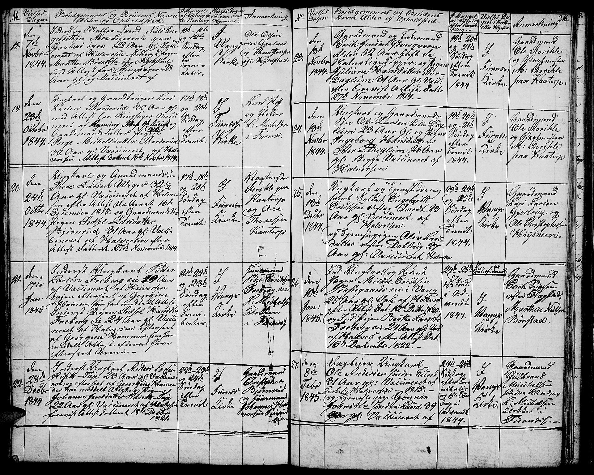 Vang prestekontor, Hedmark, SAH/PREST-008/H/Ha/Hab/L0009: Parish register (copy) no. 9, 1836-1870, p. 216