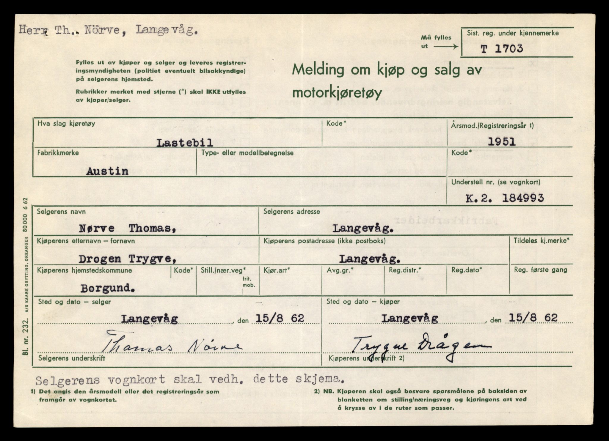 Møre og Romsdal vegkontor - Ålesund trafikkstasjon, AV/SAT-A-4099/F/Fe/L0015: Registreringskort for kjøretøy T 1700 - T 1850, 1927-1998, p. 73