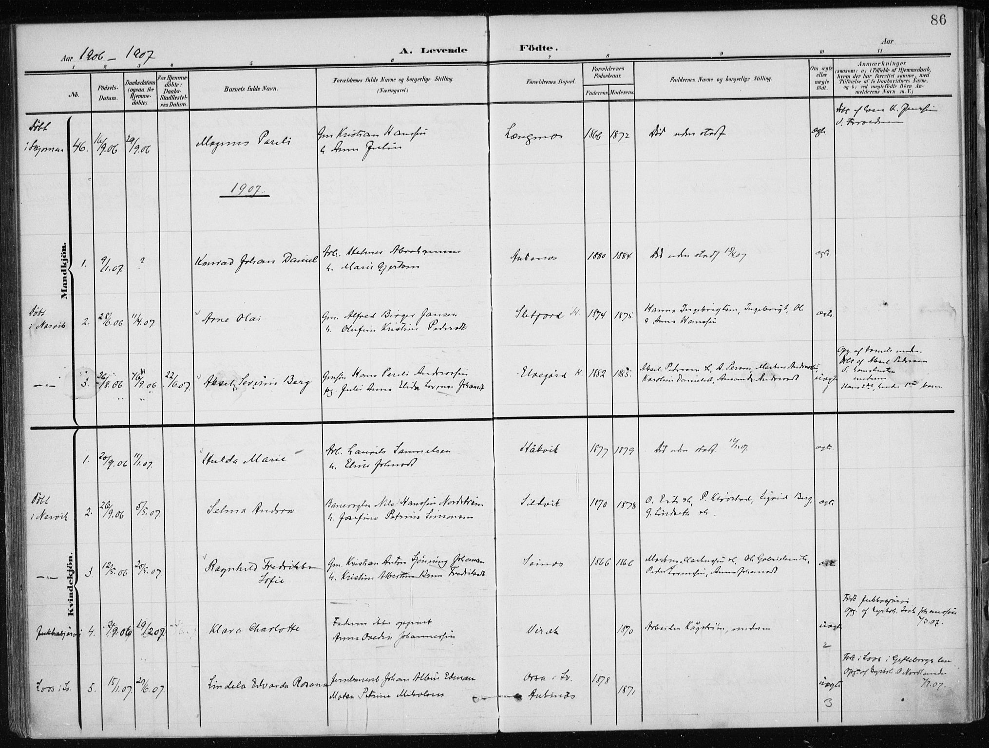 Ministerialprotokoller, klokkerbøker og fødselsregistre - Nordland, SAT/A-1459/866/L0941: Parish register (official) no. 866A04, 1901-1917, p. 86