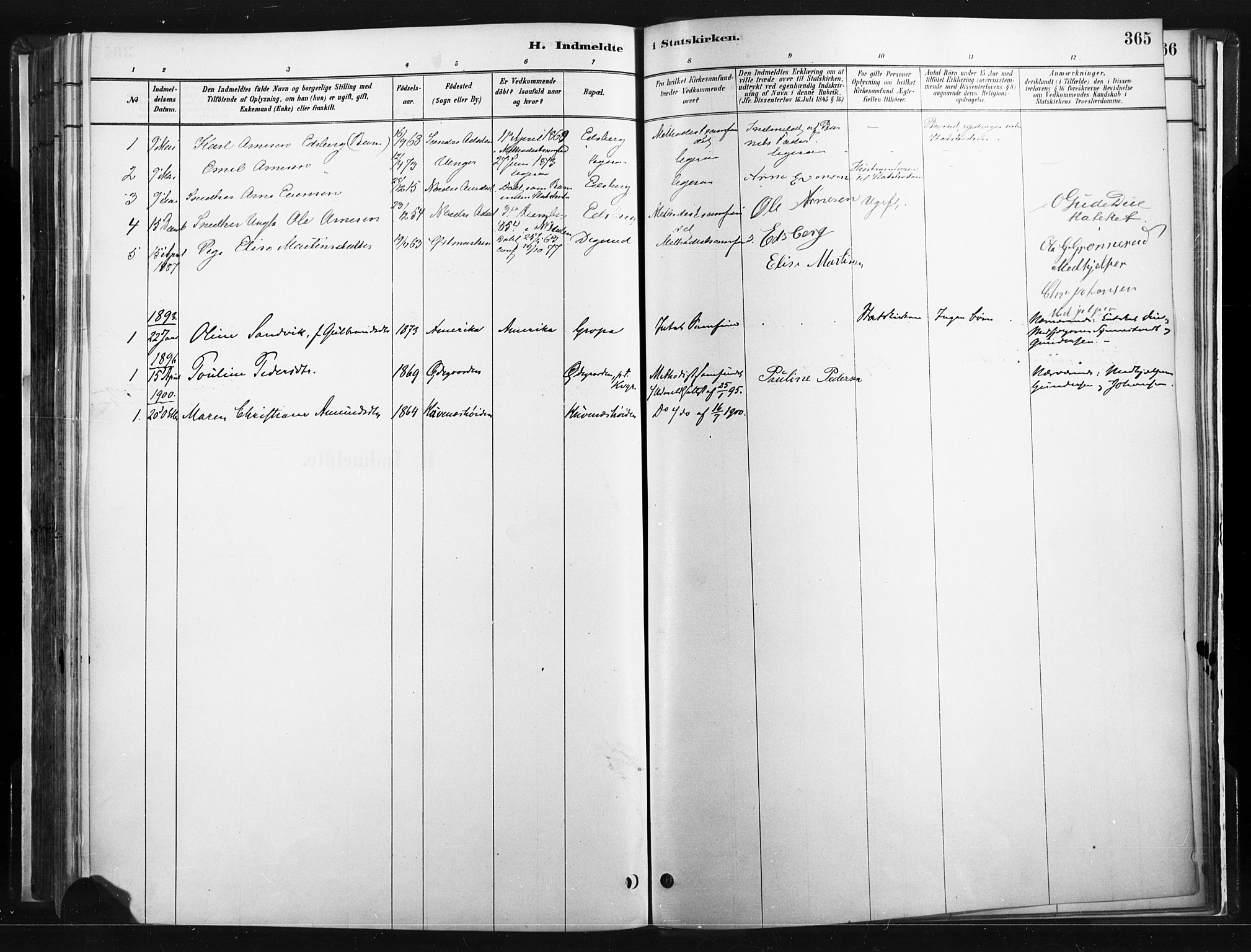Vinger prestekontor, SAH/PREST-024/H/Ha/Haa/L0014: Parish register (official) no. 14, 1881-1900, p. 365