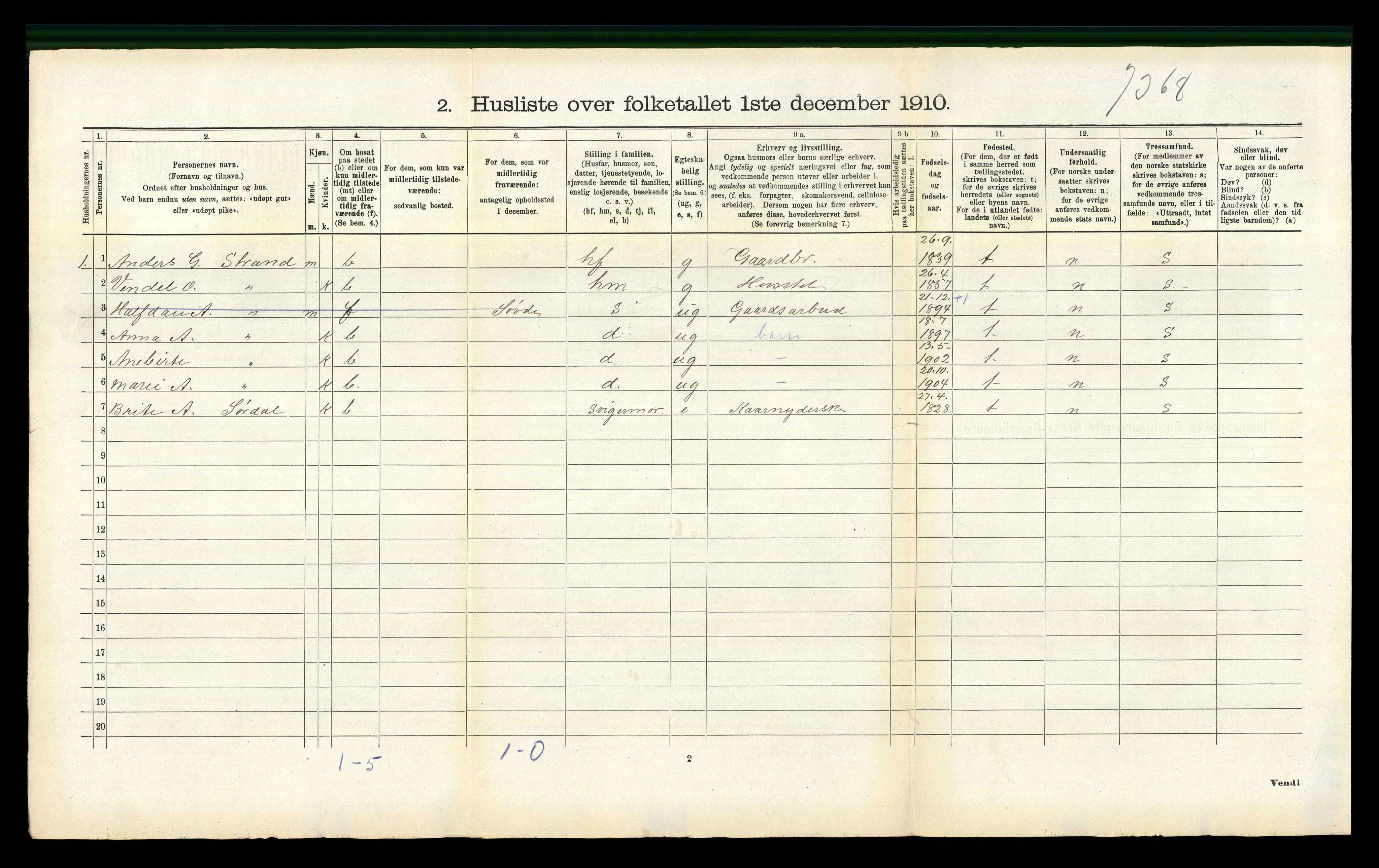 RA, 1910 census for Vanylven, 1910, p. 118