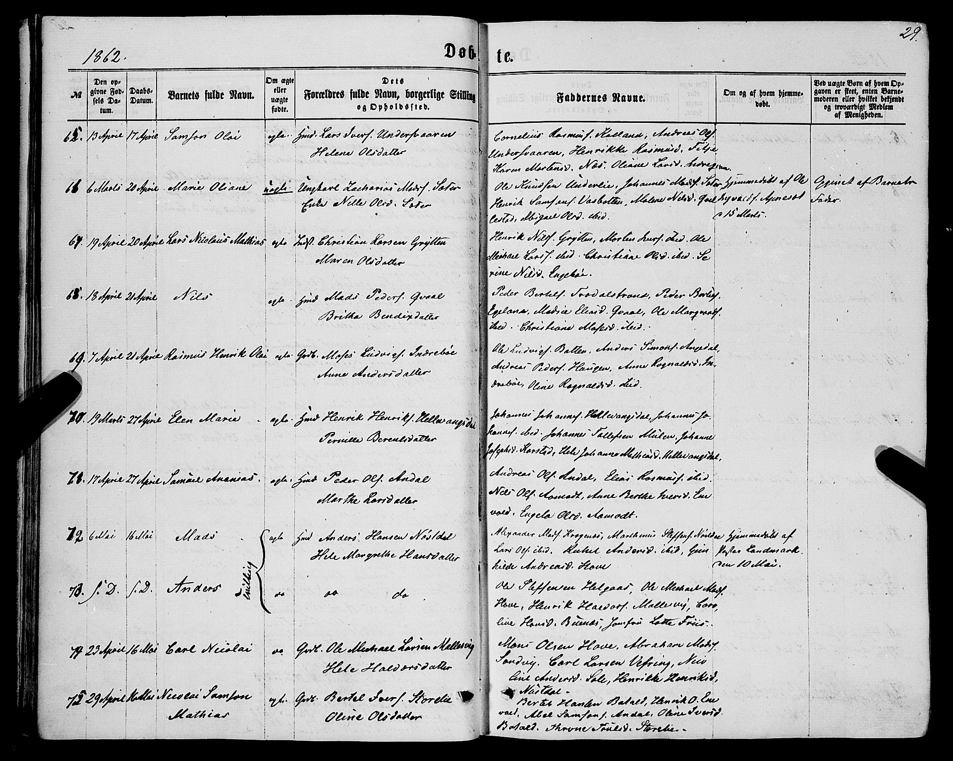 Førde sokneprestembete, AV/SAB-A-79901/H/Haa/Haaa/L0009: Parish register (official) no. A 9, 1861-1877, p. 29