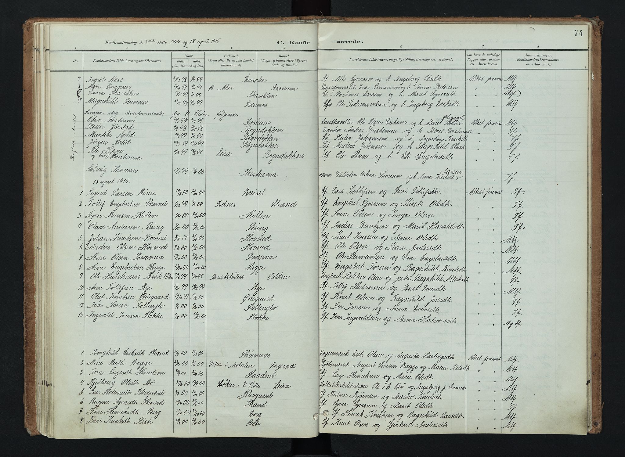 Nord-Aurdal prestekontor, SAH/PREST-132/H/Ha/Haa/L0016: Parish register (official) no. 16, 1897-1925, p. 74