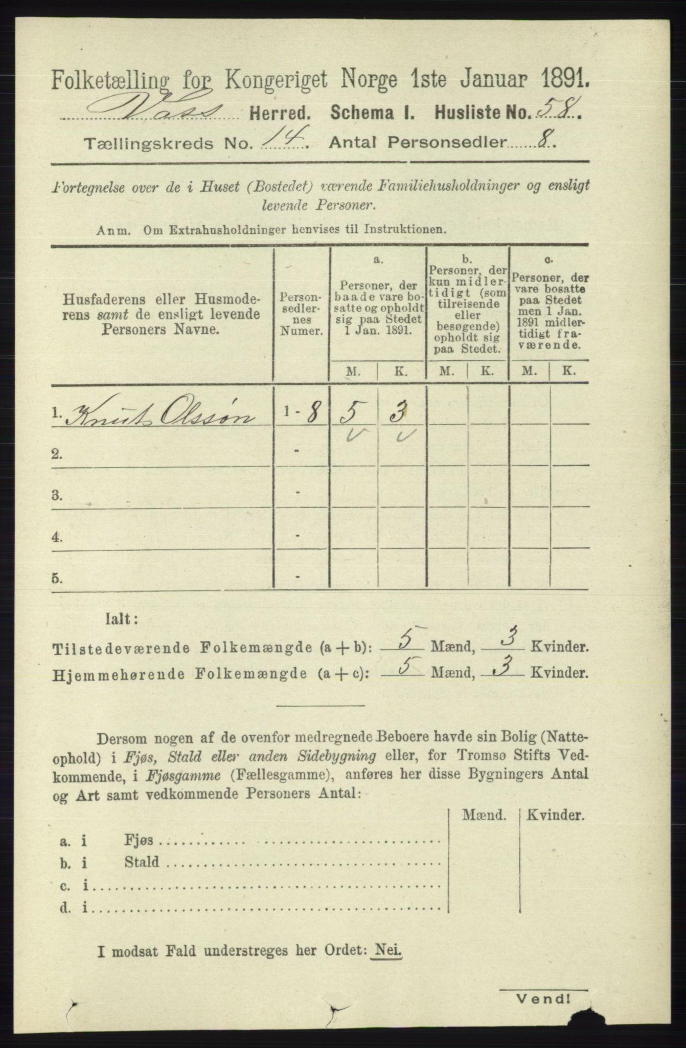 RA, 1891 census for 1235 Voss, 1891, p. 7240