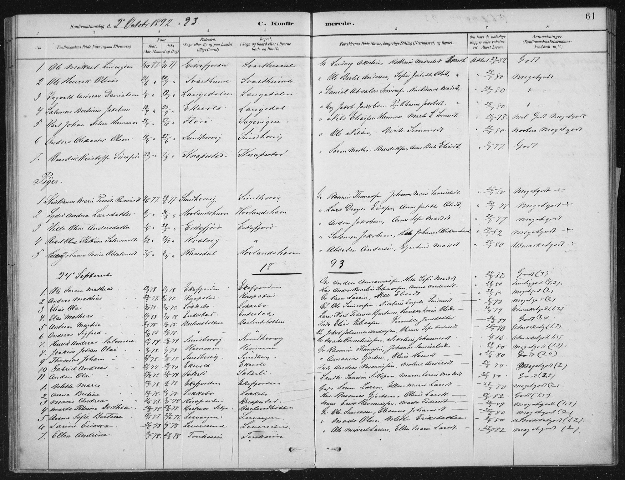 Kinn sokneprestembete, AV/SAB-A-80801/H/Haa/Haae/L0001: Parish register (official) no. E 1, 1890-1916, p. 61