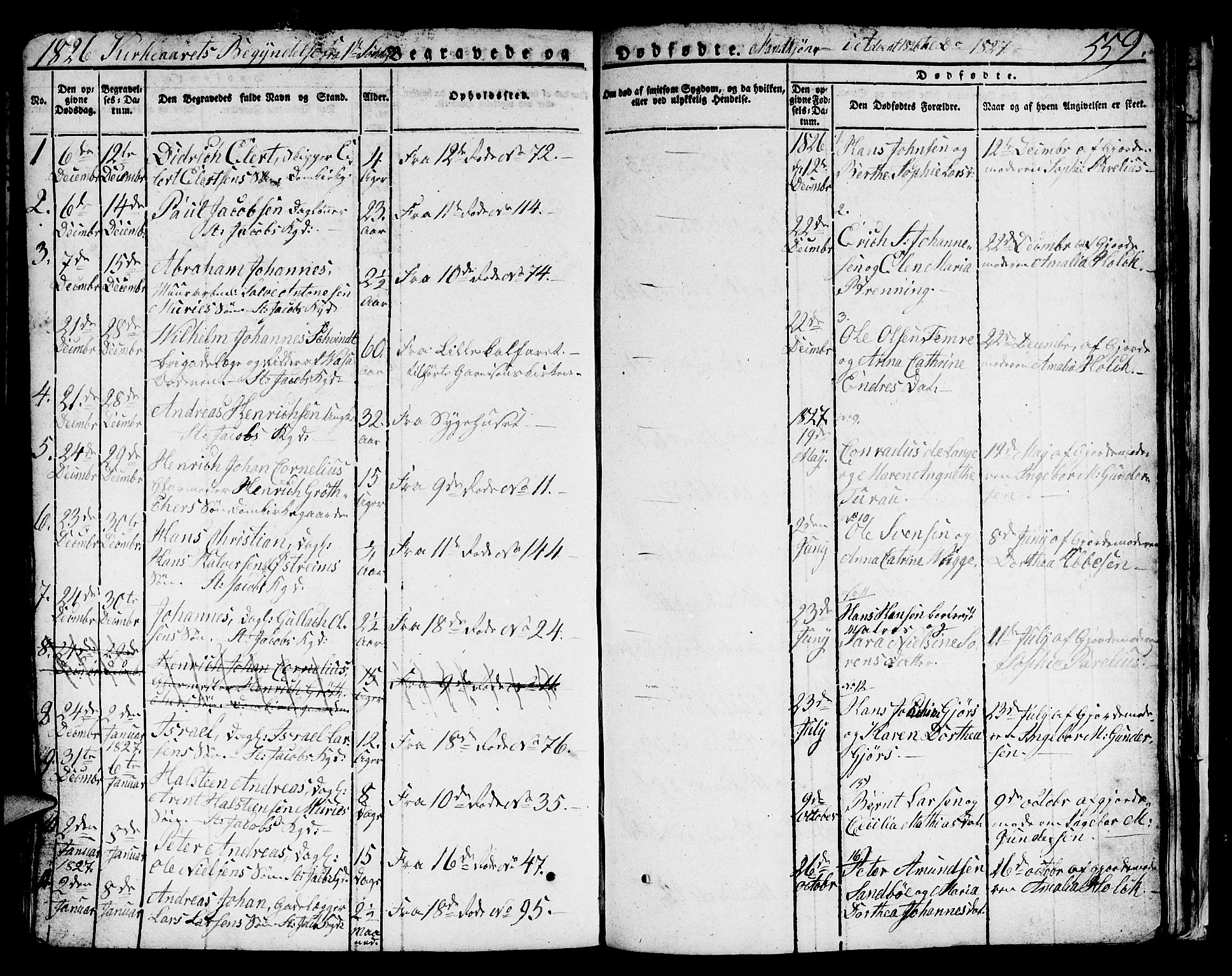 Domkirken sokneprestembete, SAB/A-74801/H/Hab/L0002: Parish register (copy) no. A 2, 1821-1839, p. 559