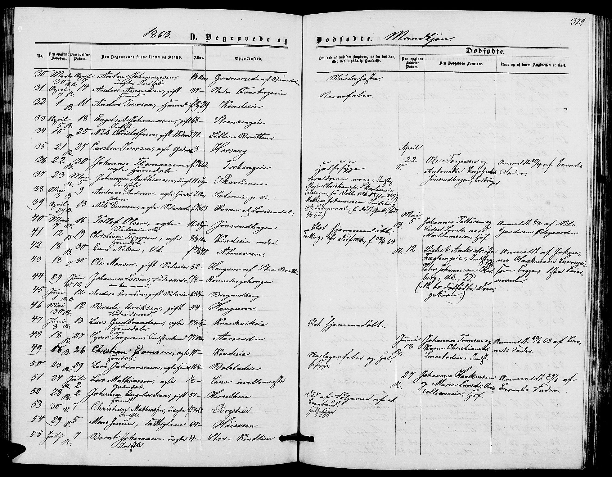 Ringsaker prestekontor, AV/SAH-PREST-014/L/La/L0007: Parish register (copy) no. 7, 1861-1869, p. 329