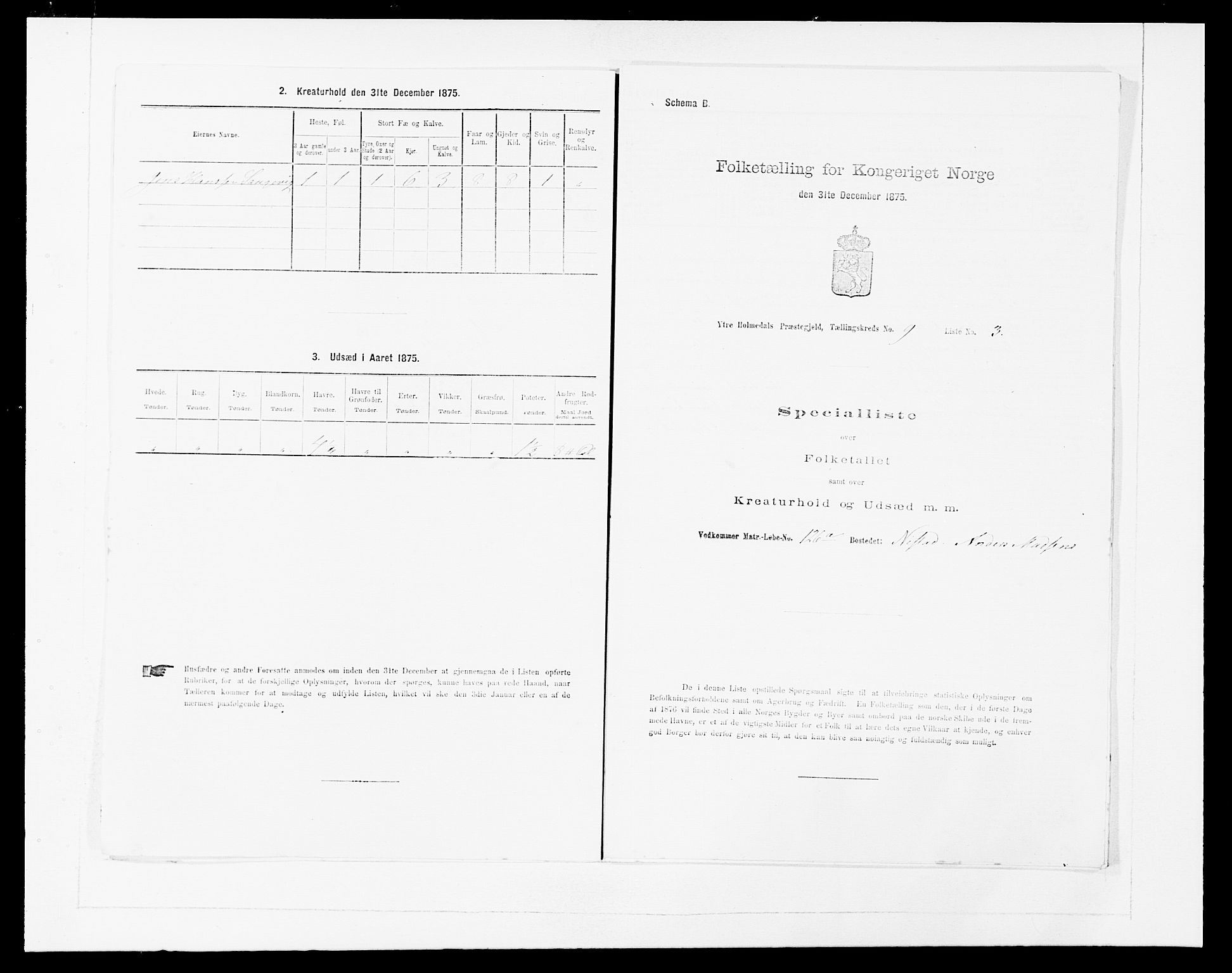 SAB, 1875 census for 1429P Ytre Holmedal, 1875, p. 554