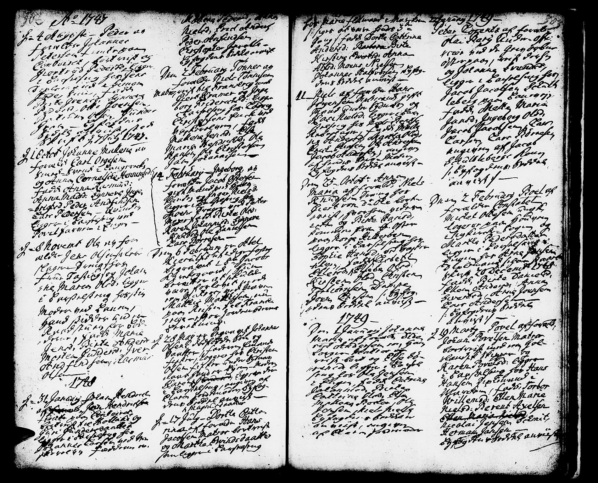 Domkirken sokneprestembete, SAB/A-74801/H/Haa/L0002: Parish register (official) no. A 2, 1733-1750, p. 302-303