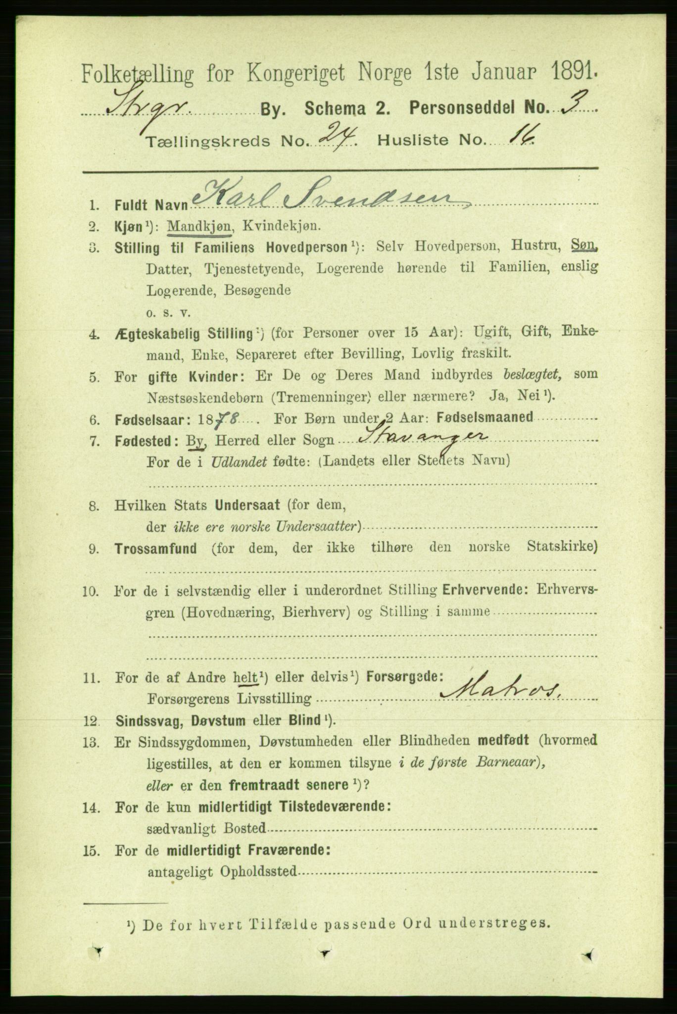 RA, 1891 census for 1103 Stavanger, 1891, p. 26480