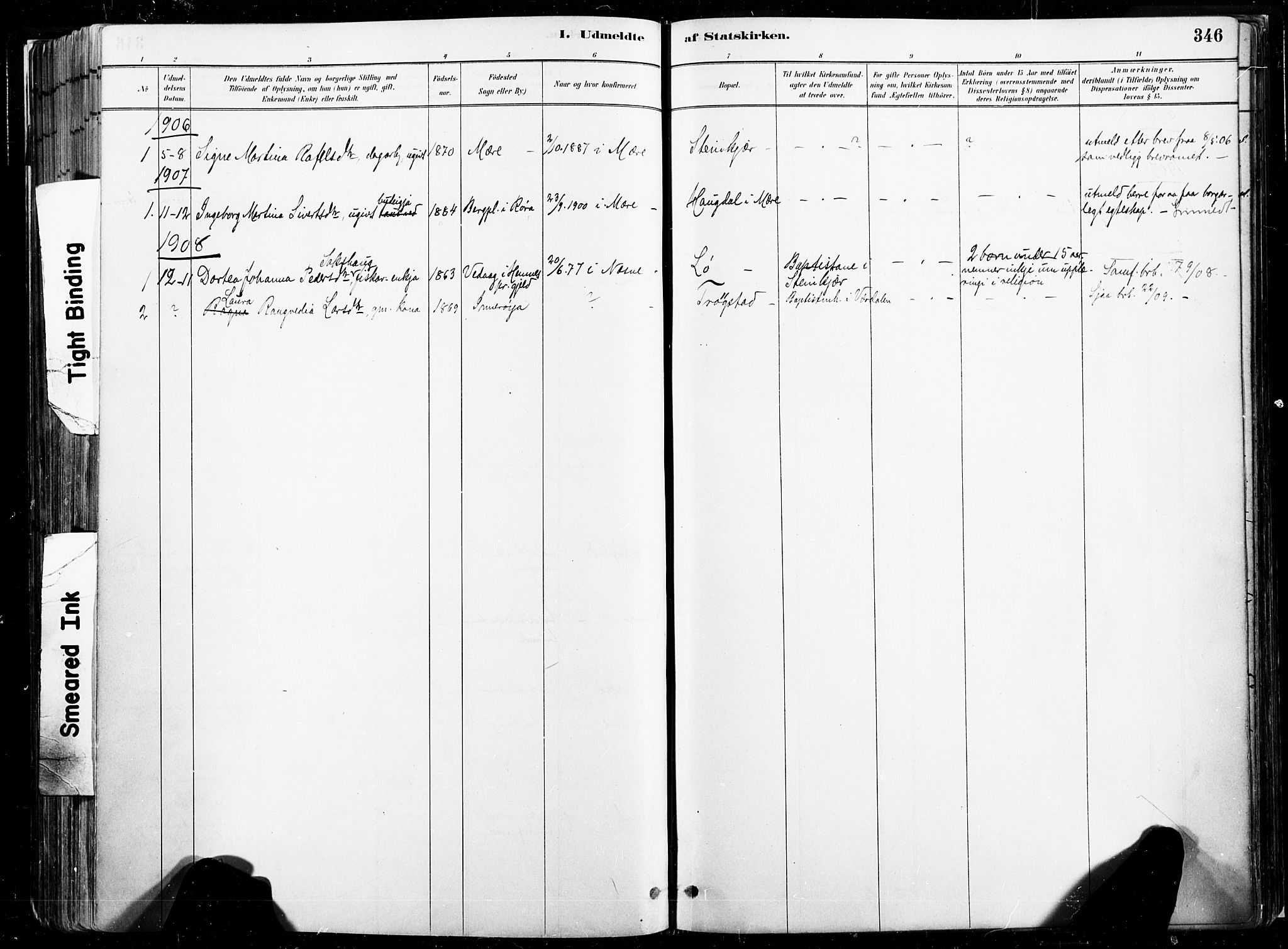 Ministerialprotokoller, klokkerbøker og fødselsregistre - Nord-Trøndelag, SAT/A-1458/735/L0351: Parish register (official) no. 735A10, 1884-1908, p. 346