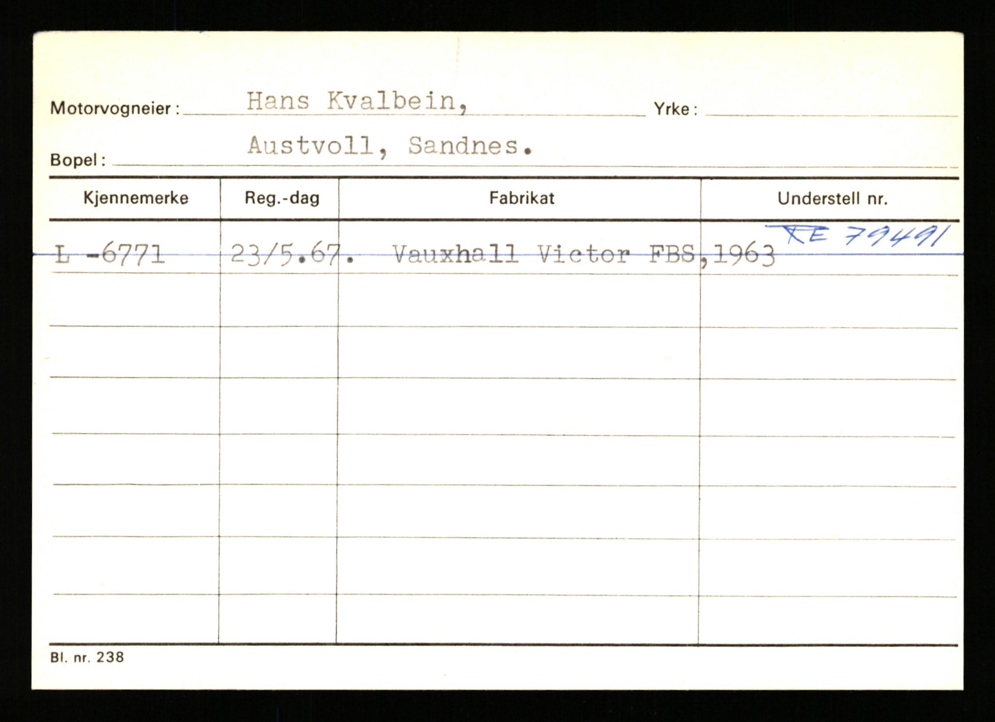 Stavanger trafikkstasjon, SAST/A-101942/0/H/L0021: Kristiania - Landsnes, 1930-1971, p. 885