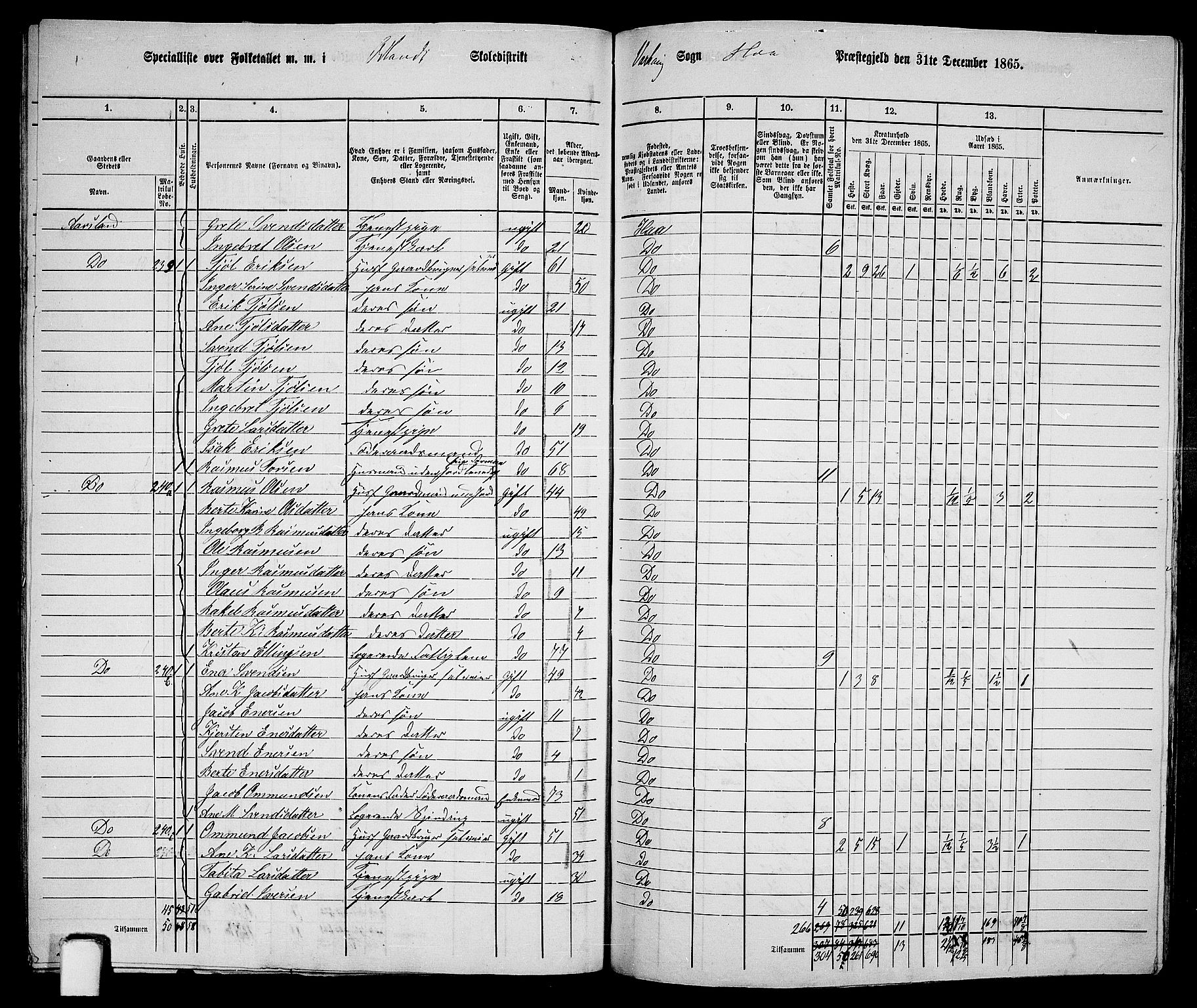 RA, 1865 census for Hå, 1865, p. 101