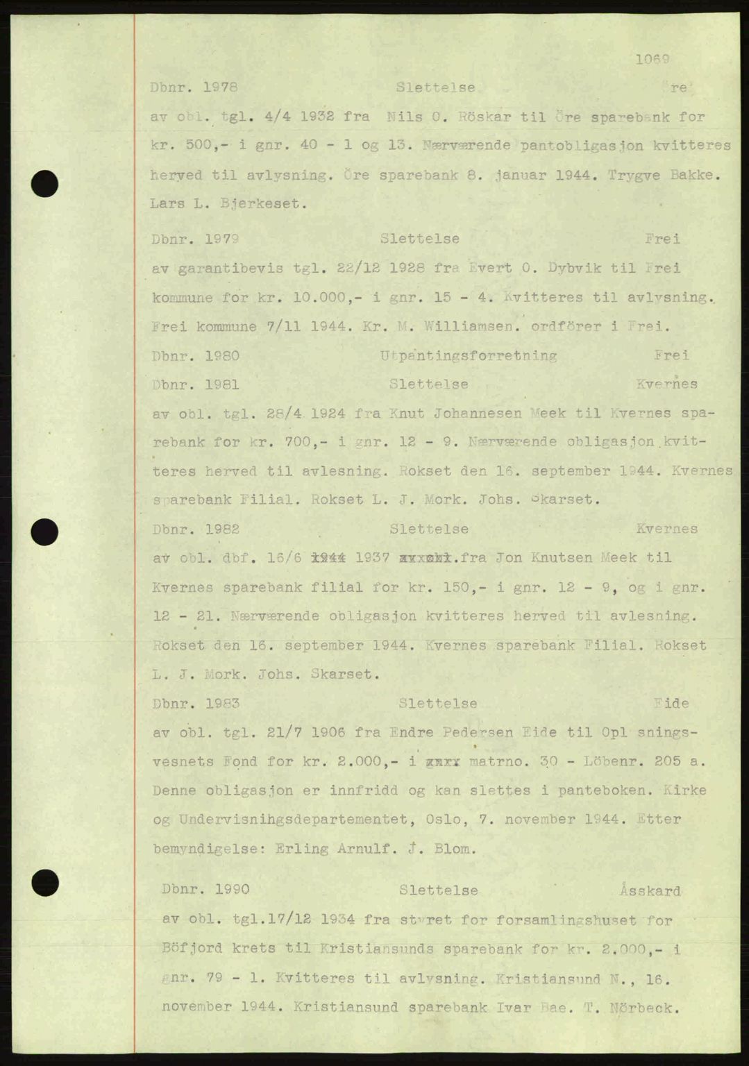 Nordmøre sorenskriveri, AV/SAT-A-4132/1/2/2Ca: Mortgage book no. C81, 1940-1945, Diary no: : 1978/1944