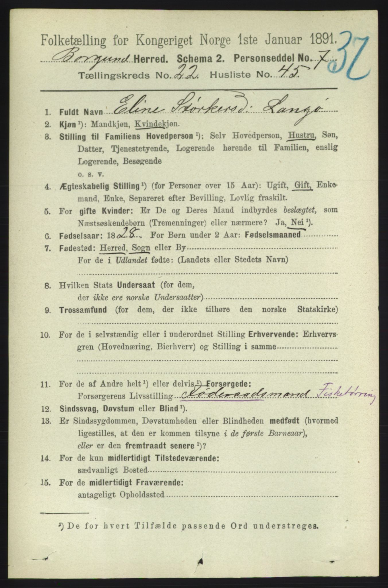 RA, 1891 census for 1531 Borgund, 1891, p. 6937