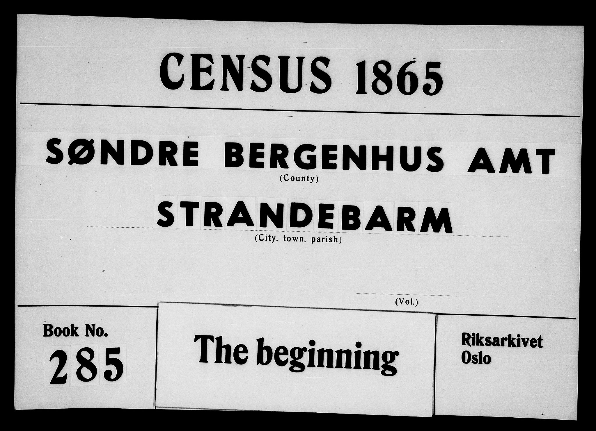 RA, 1865 census for Strandebarm, 1865, p. 1
