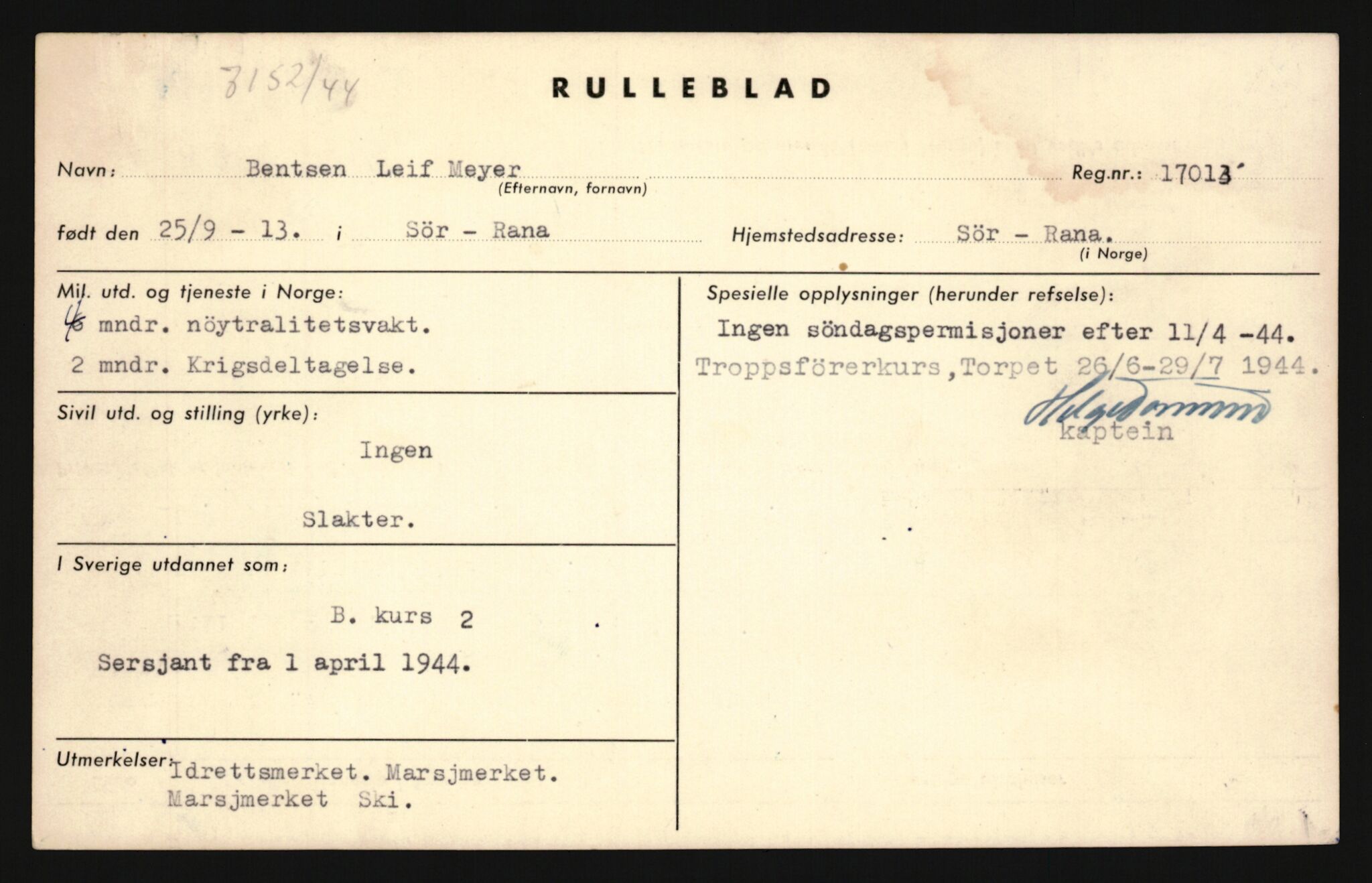 Forsvaret, Sør-Hålogaland landforsvar, AV/RA-RAFA-2552/P/Pa/L0302: Personellmapper for slettet personell, yrkesbefal og vernepliktig befal, født 1913-1916, 1932-1976, p. 23