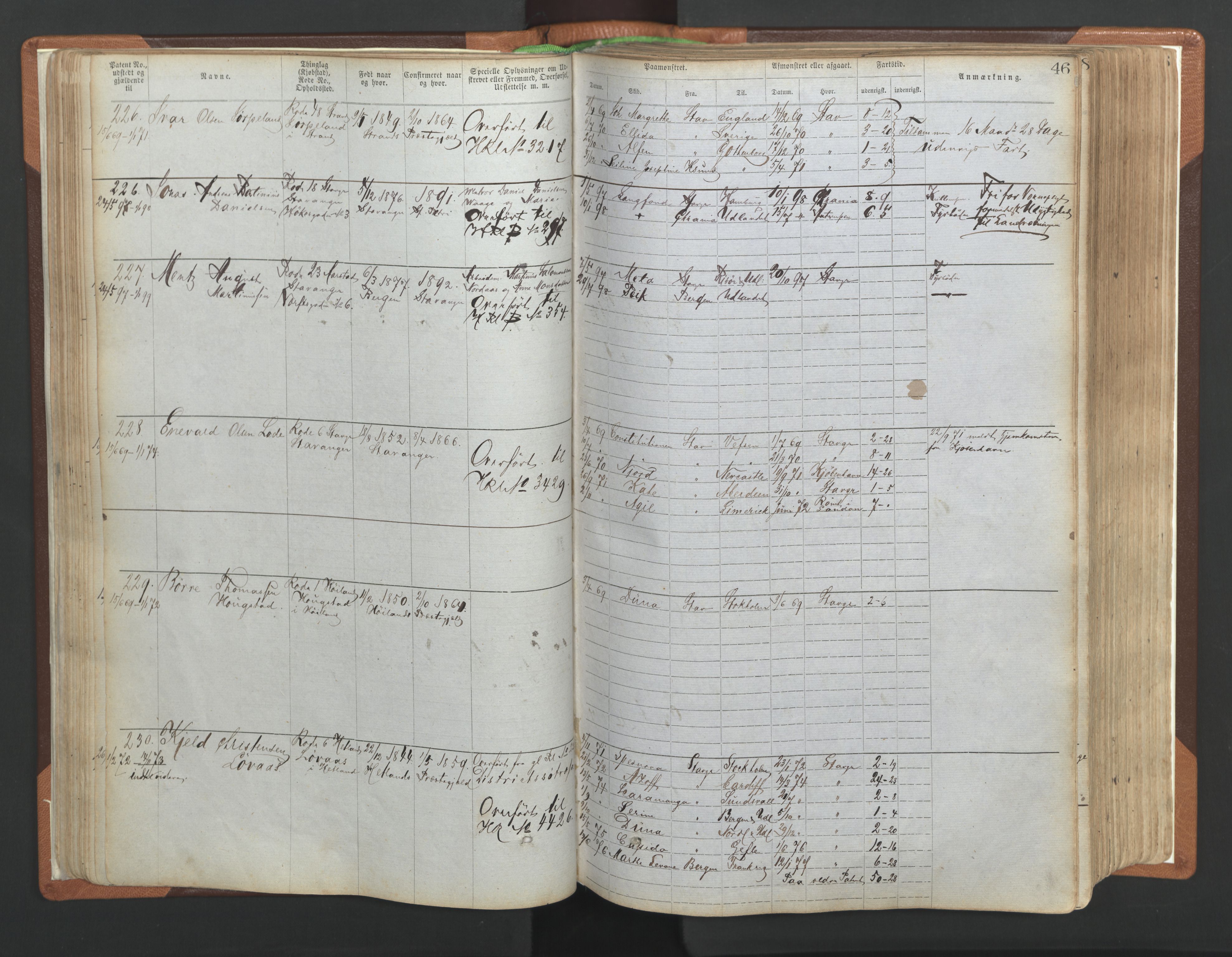 Stavanger sjømannskontor, AV/SAST-A-102006/F/Ff/L0004: Annotasjonsrulle No. 1, patentnr. 1-1785 (del 1), 1869-1900, p. 49