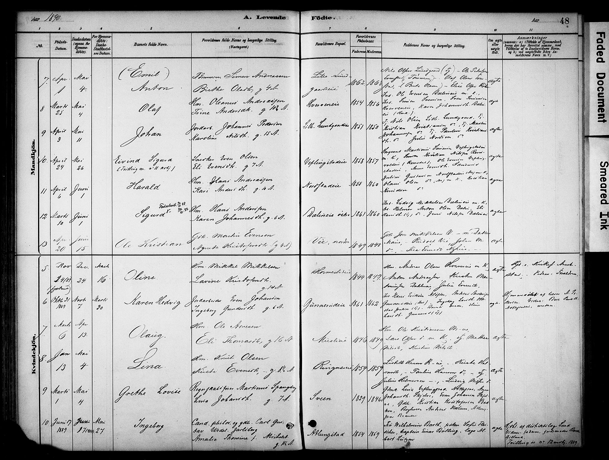 Stange prestekontor, SAH/PREST-002/K/L0019: Parish register (official) no. 19, 1880-1891, p. 48