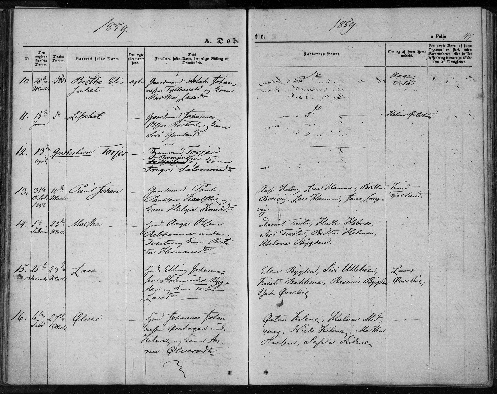 Jelsa sokneprestkontor, AV/SAST-A-101842/01/IV: Parish register (official) no. A 7, 1854-1866, p. 47