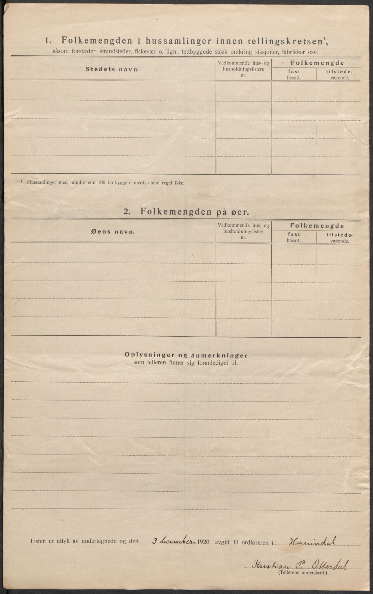 SAB, 1920 census for Hornindal, 1920, p. 9