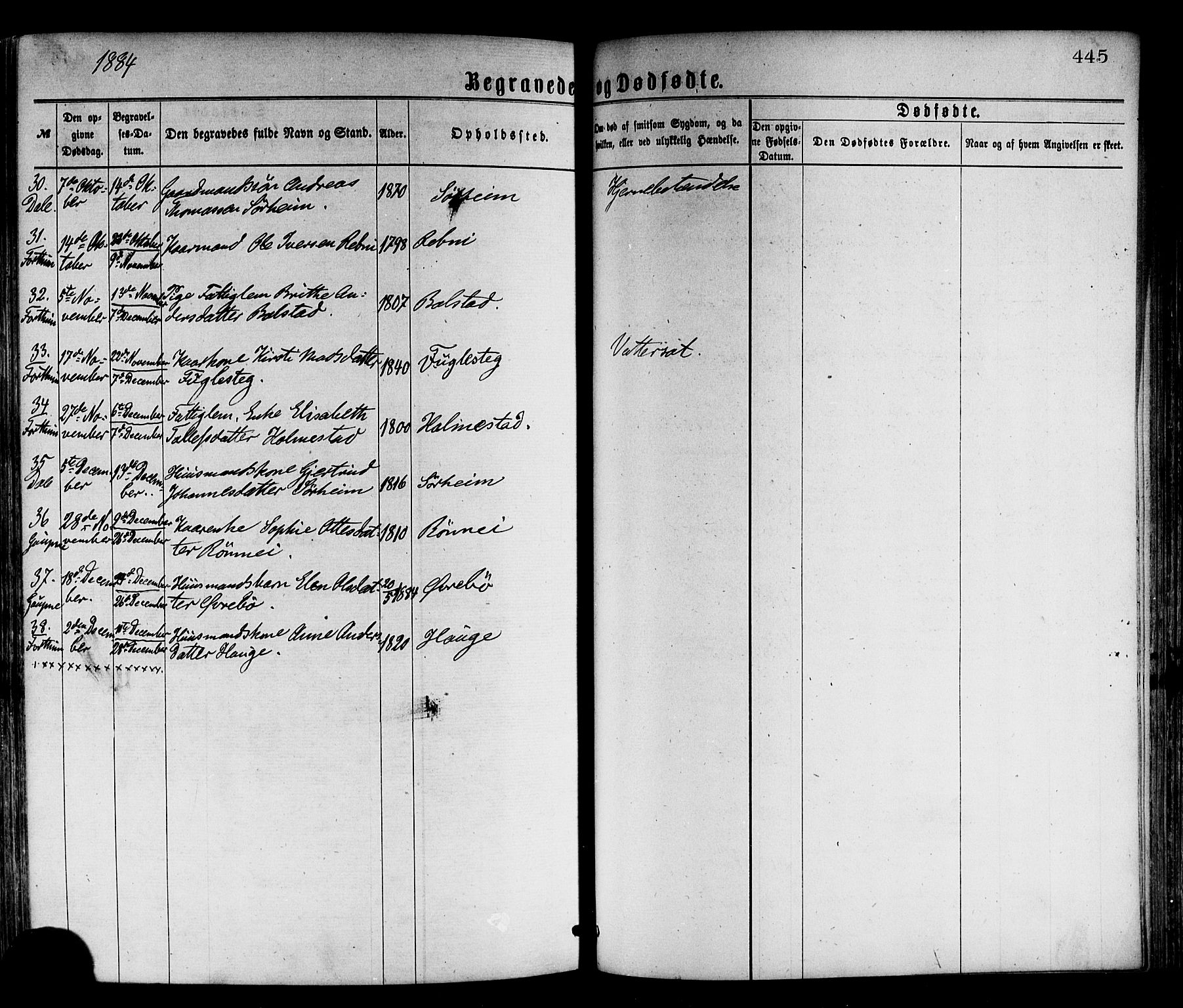 Luster sokneprestembete, AV/SAB-A-81101/H/Haa/Haaa/L0010: Parish register (official) no. A 10, 1871-1886, p. 445