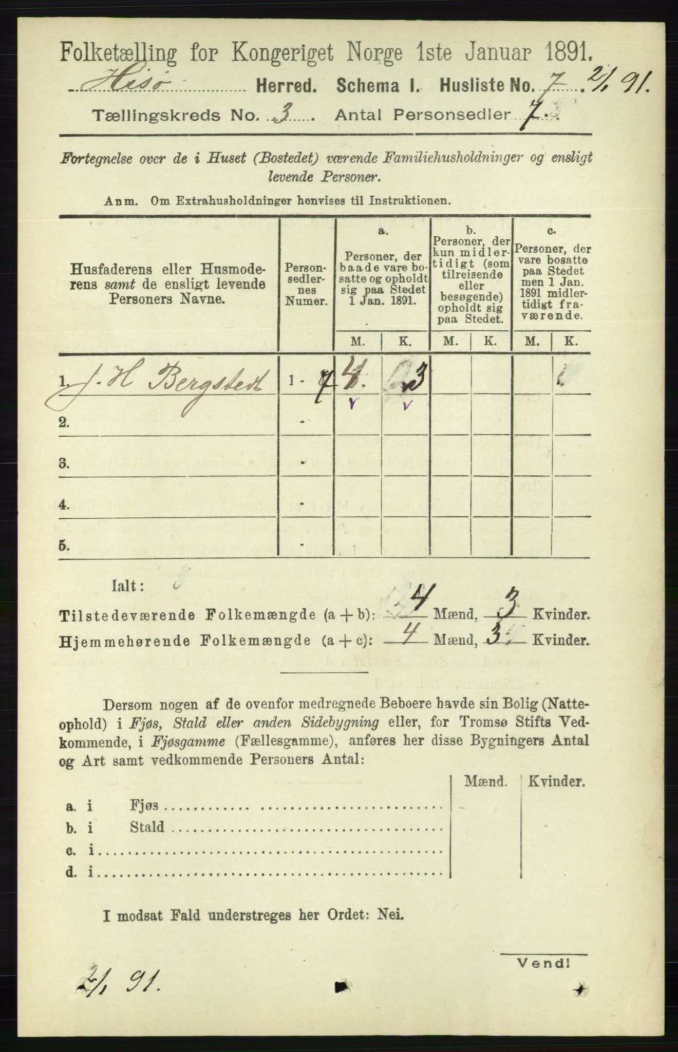 RA, 1891 census for 0922 Hisøy, 1891, p. 2084